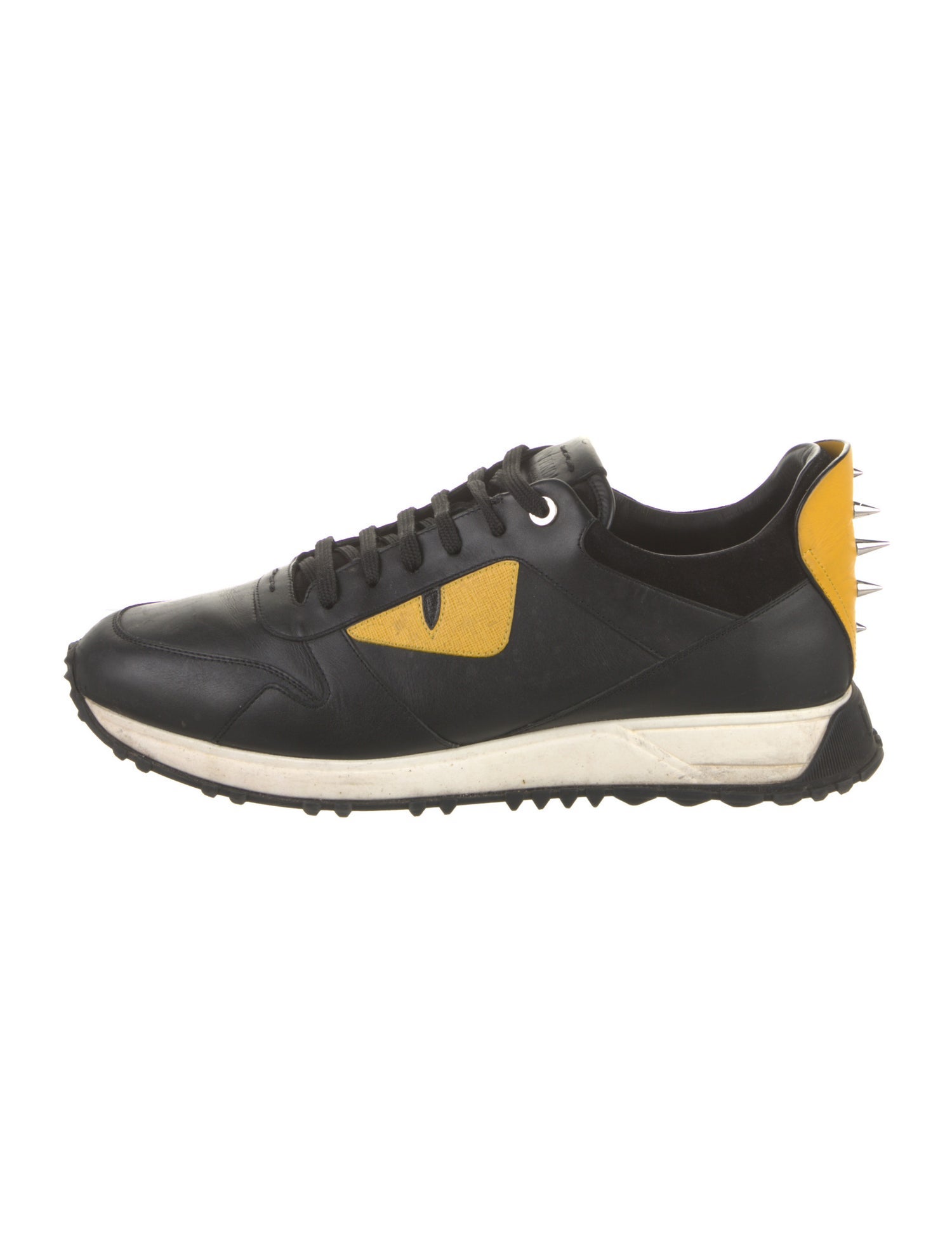 Fendi Leather Colorblock Pattern Sneakers
