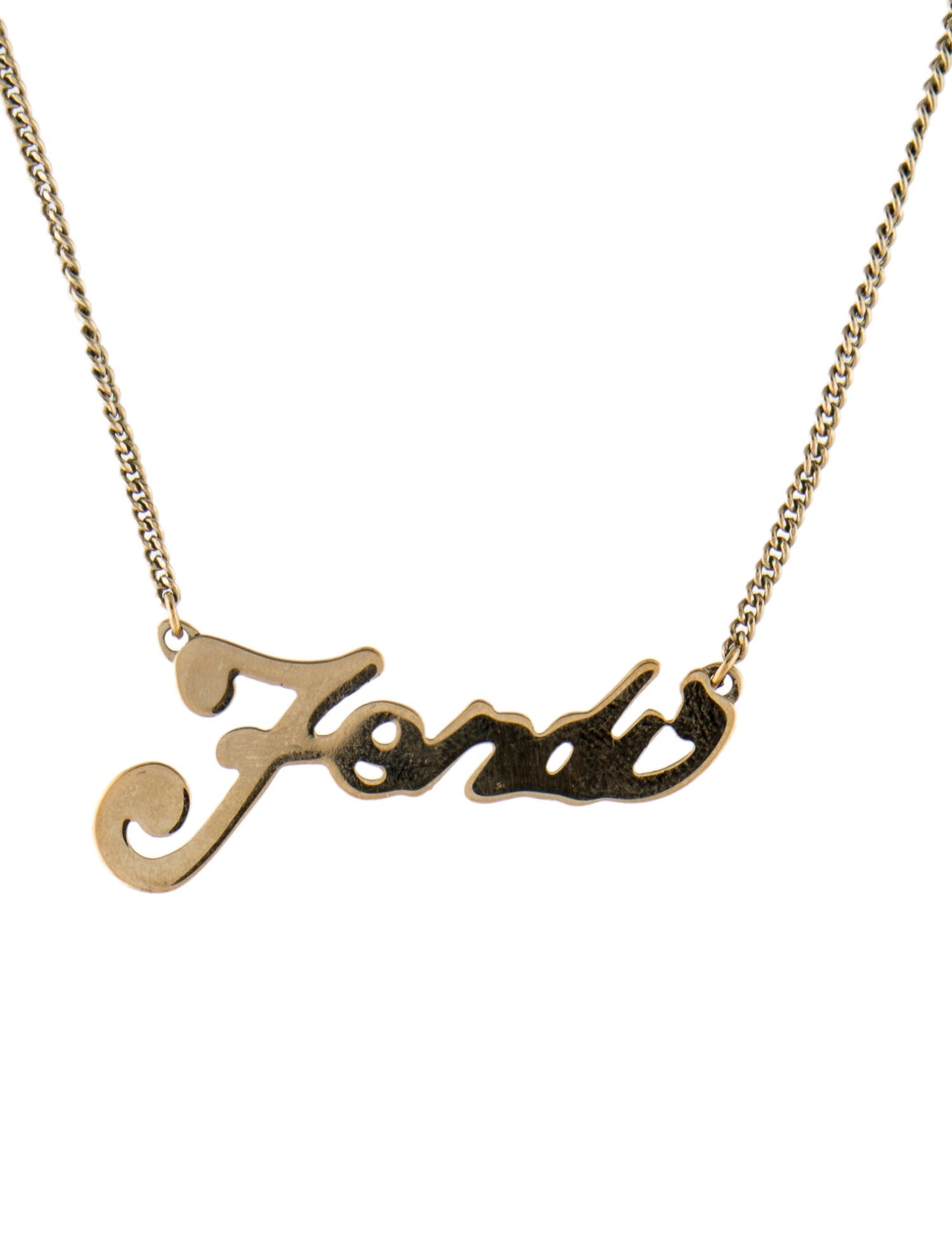 Fendi Script Signature Pendant Necklace