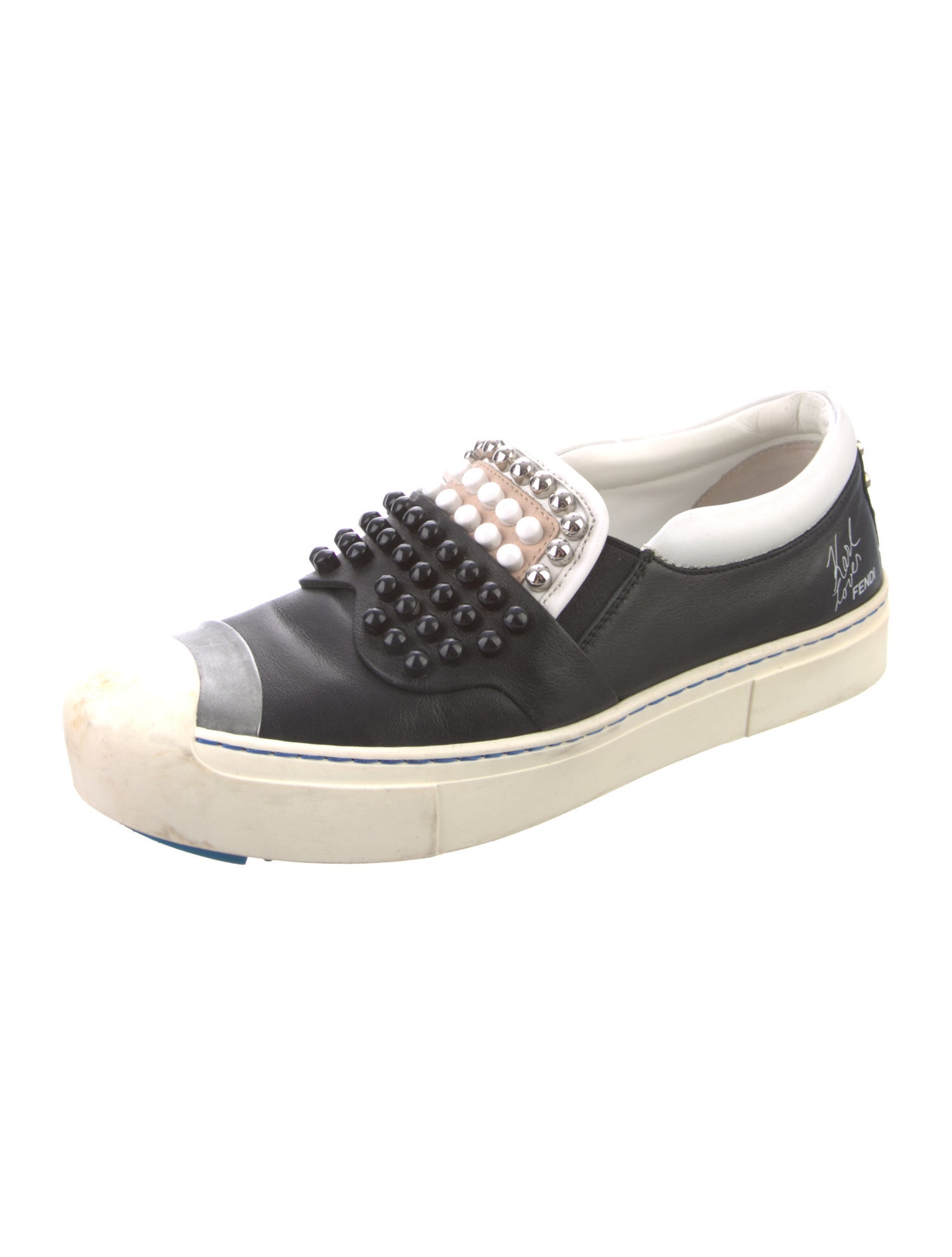 Fendi Leather Colorblock Pattern Sneakers