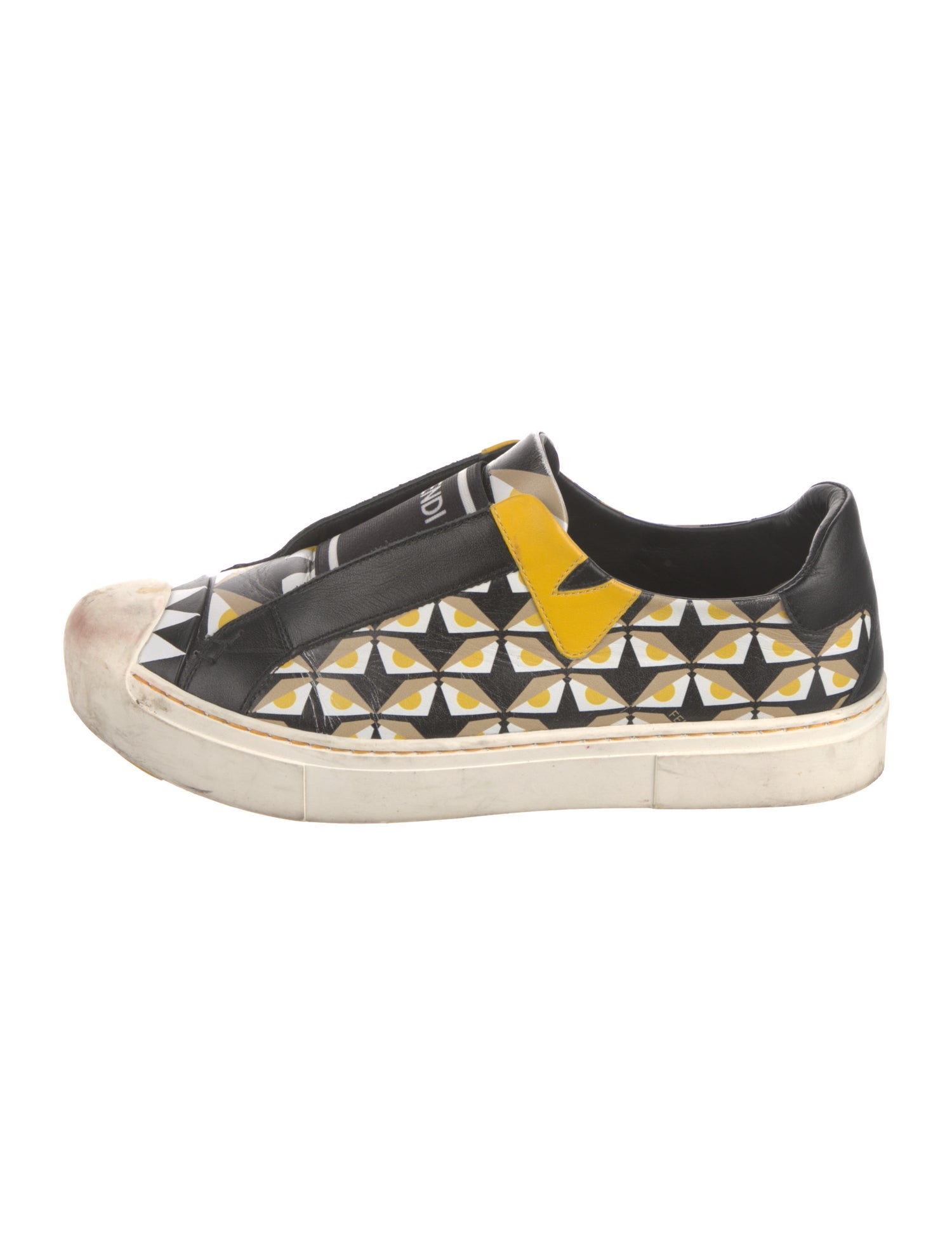 Fendi Monsters Motif Leather Sneakers