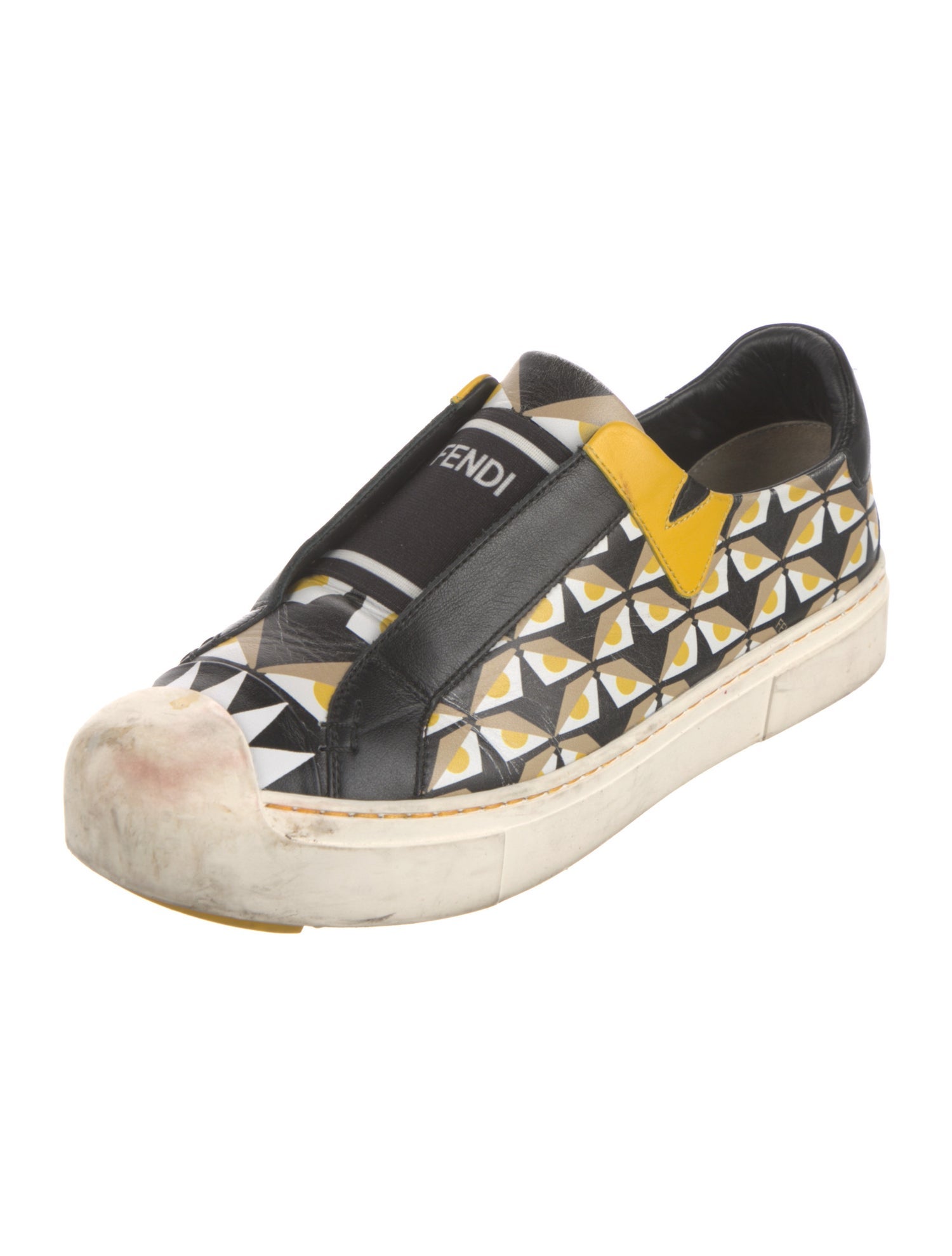 Fendi Monsters Motif Leather Sneakers