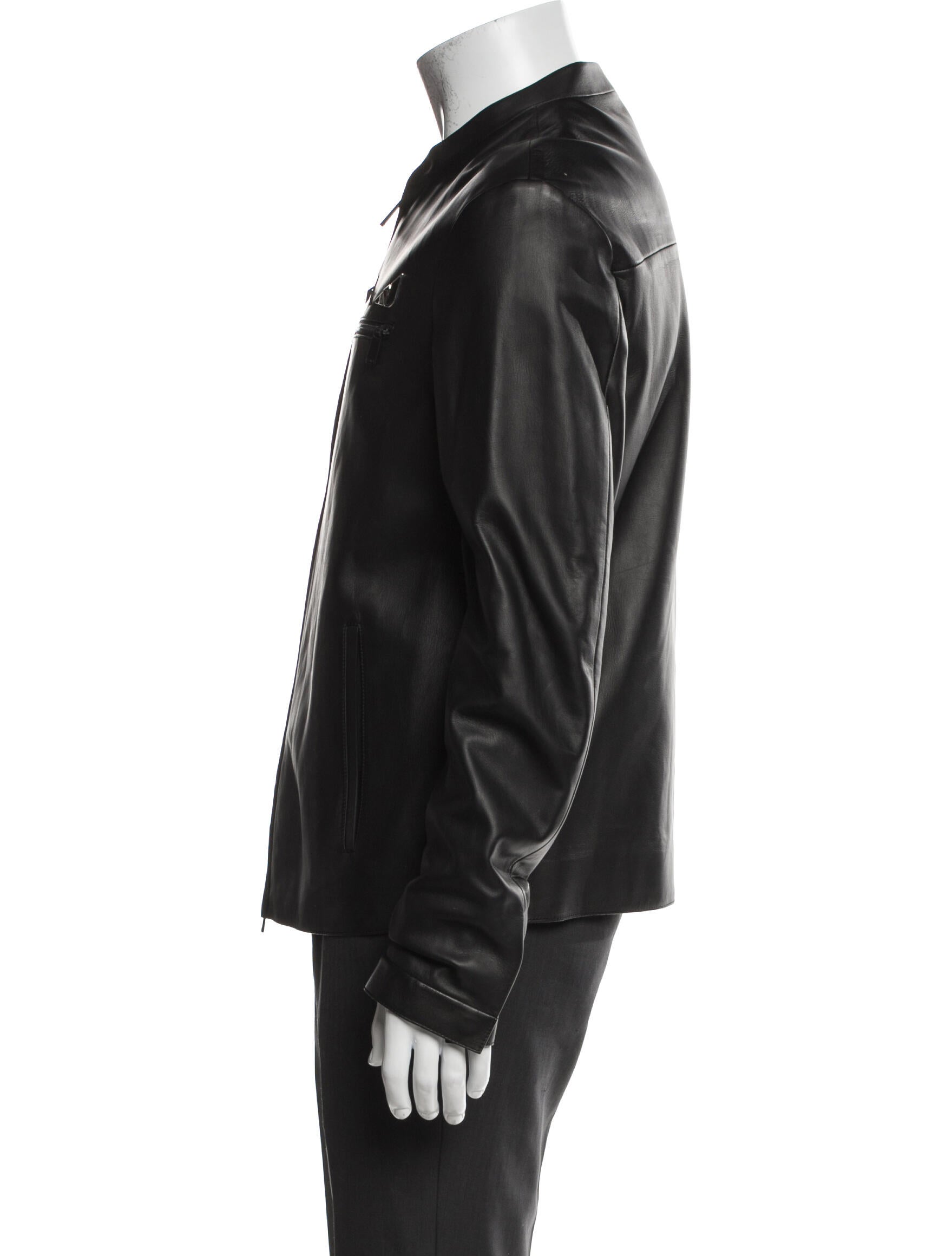 Fendi Monsters Motif Lamb Leather Moto Jacket