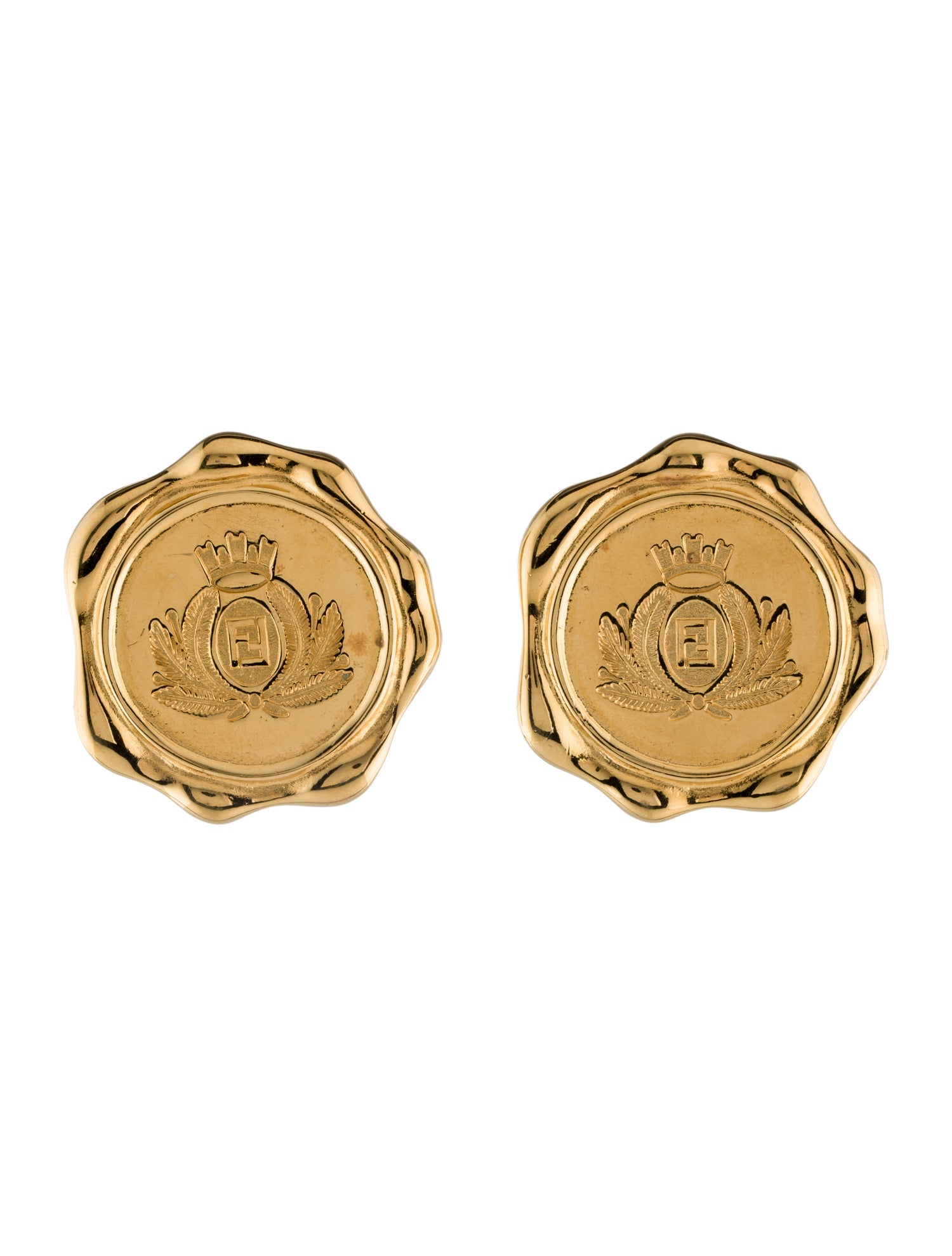 Fendi Vintage FF Logo Clip On Earrings