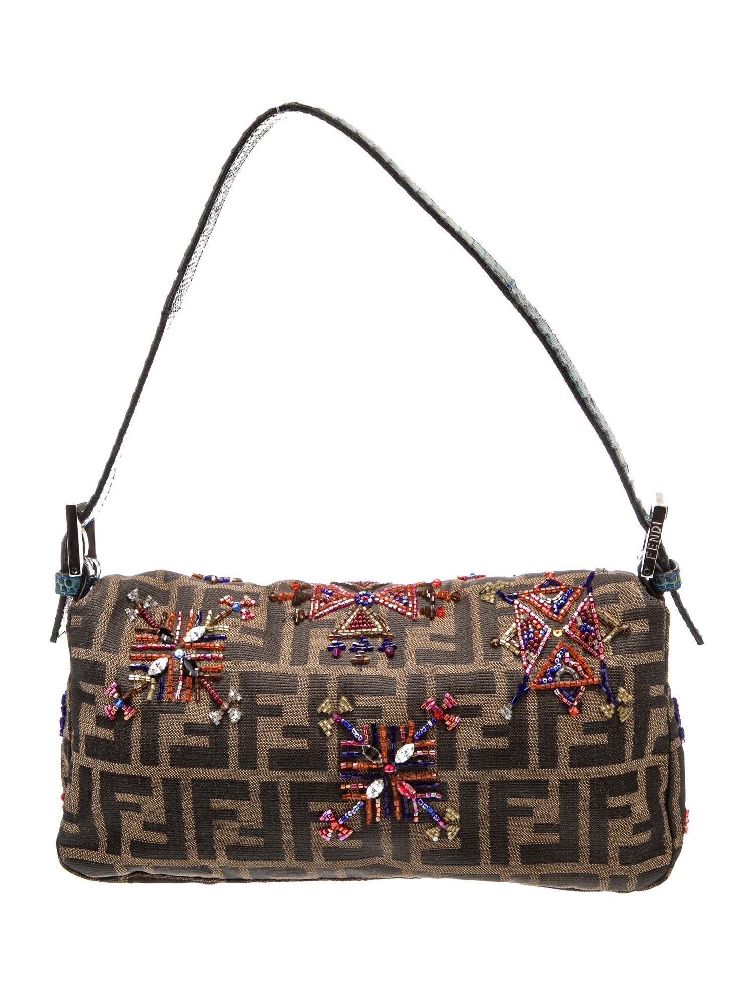 Fendi Zucca FF Baguette - Brown Handle Bags, Handbags - FEN423587