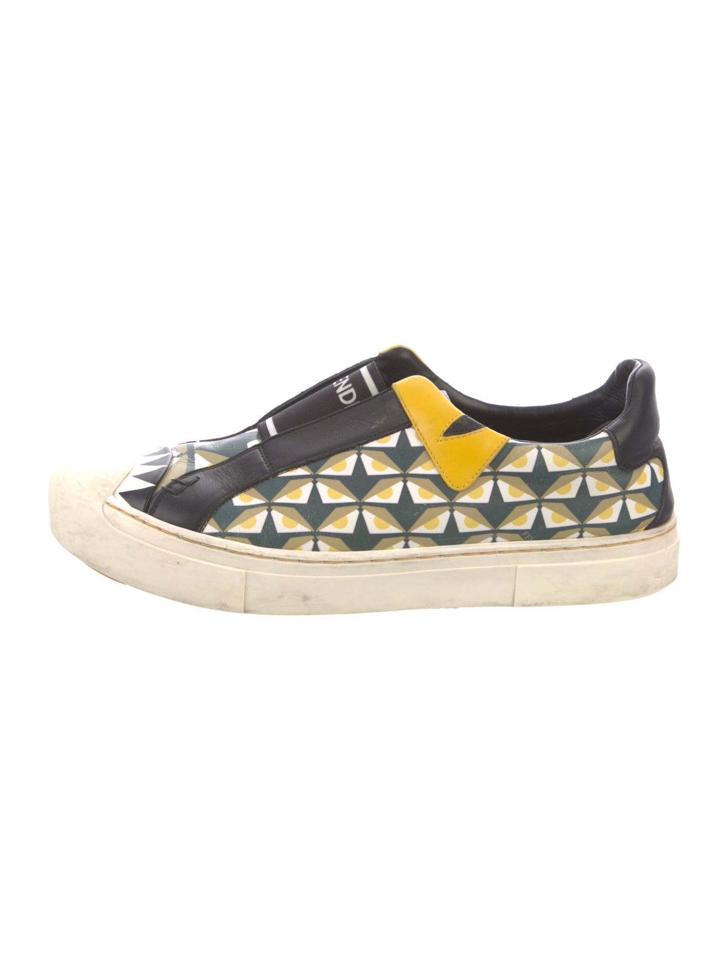 Fendi Monsters Motif Leather Sneakers