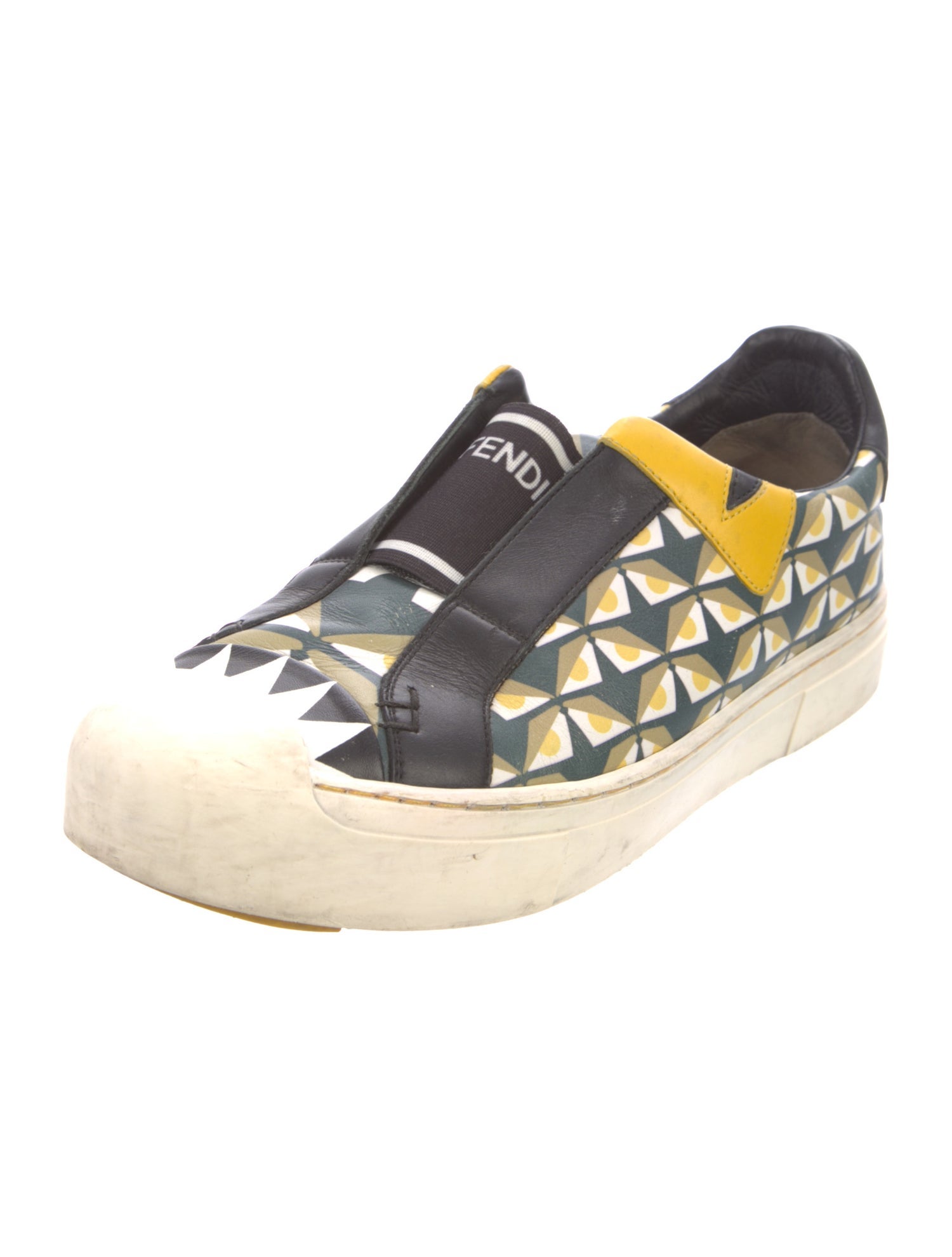 Fendi Monsters Motif Leather Sneakers