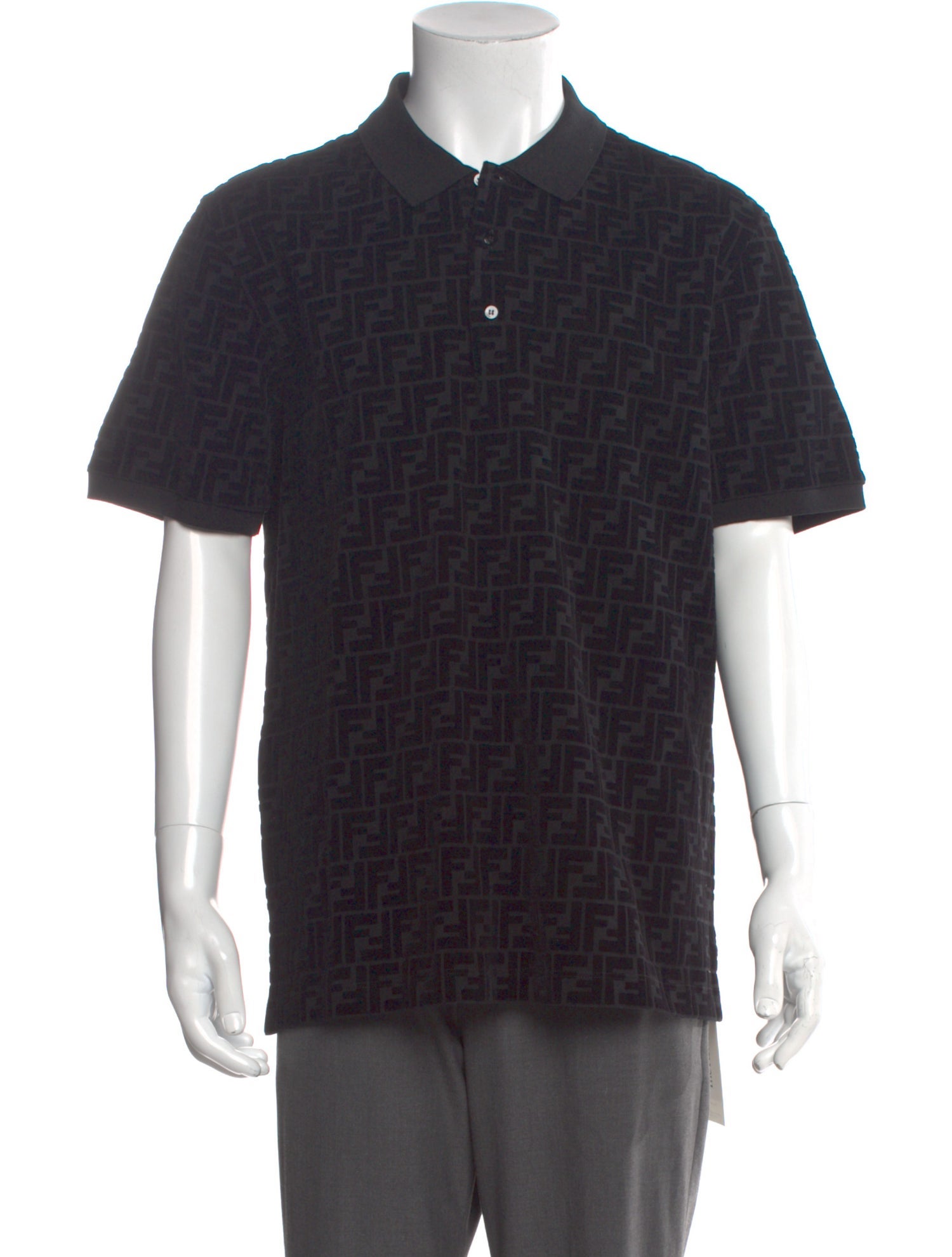 Fendi Zucca FF Logo Collar Polo Shirt