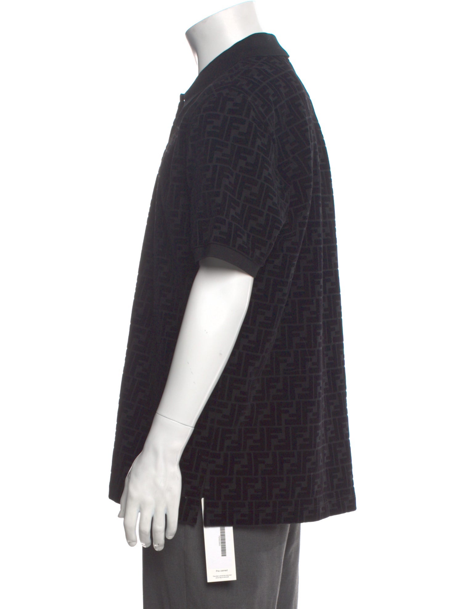 Fendi Zucca FF Logo Collar Polo Shirt