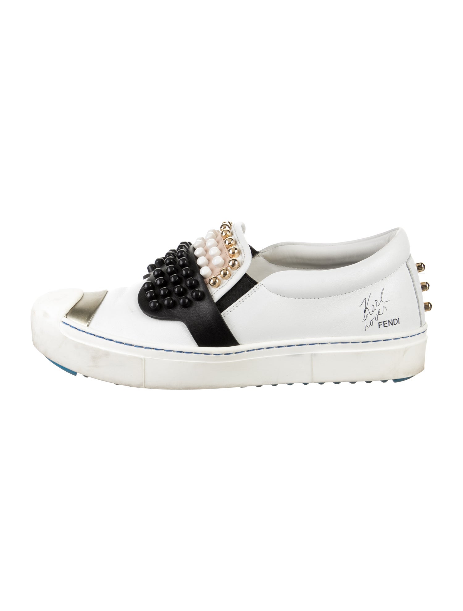 Fendi Leather Colorblock Pattern Sneakers