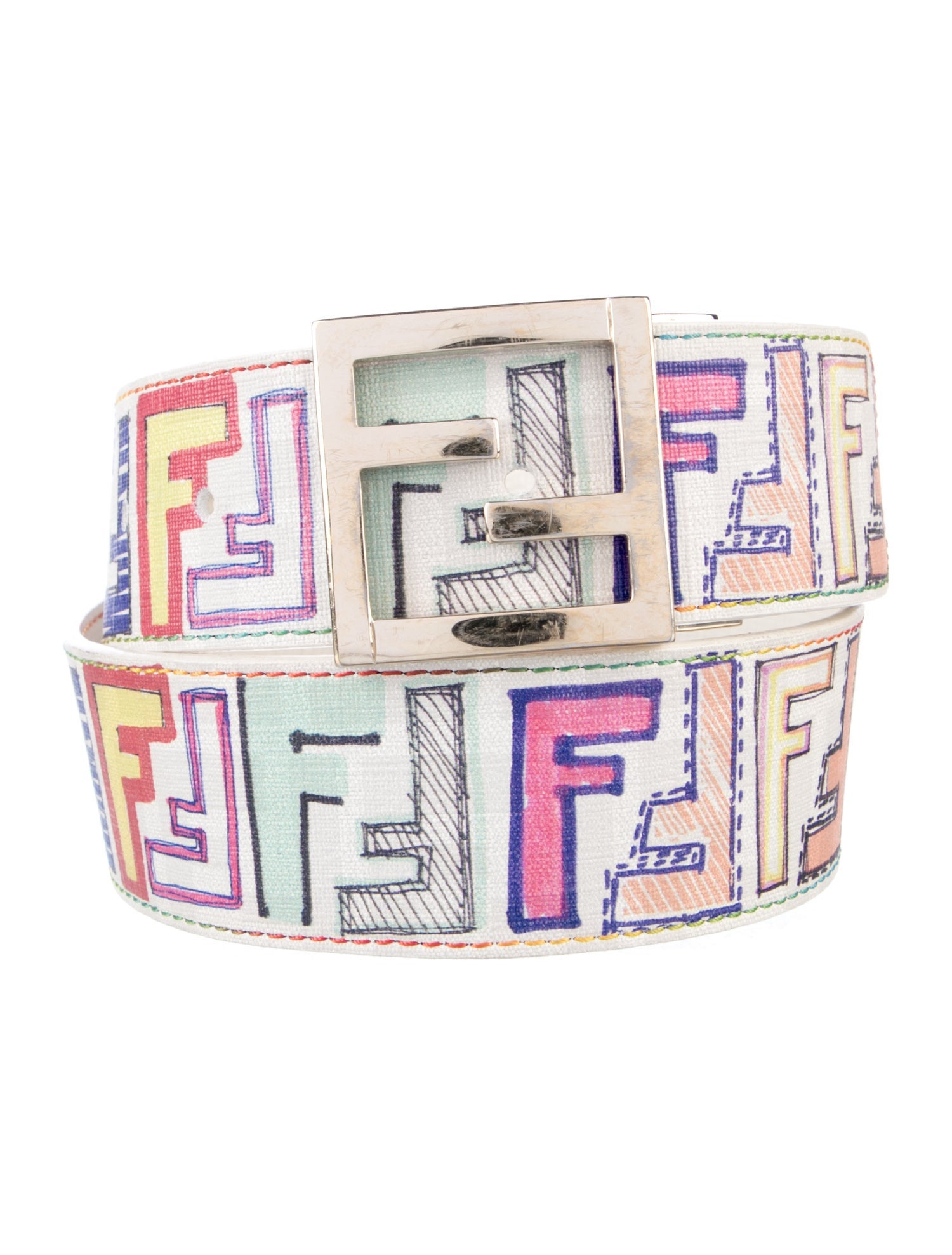 Fendi Zucca FF Logo Leather Belt