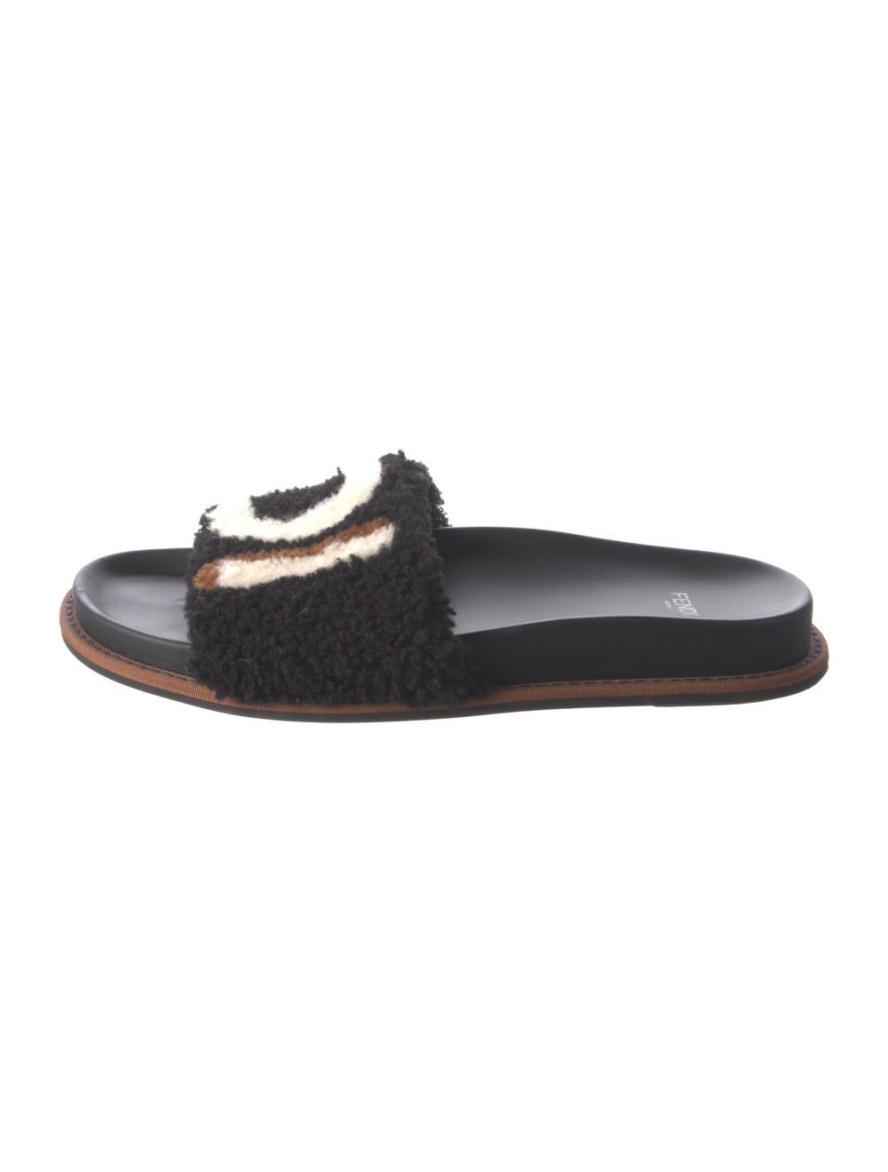 Fendi Shearling Patterned Slides - image 1
