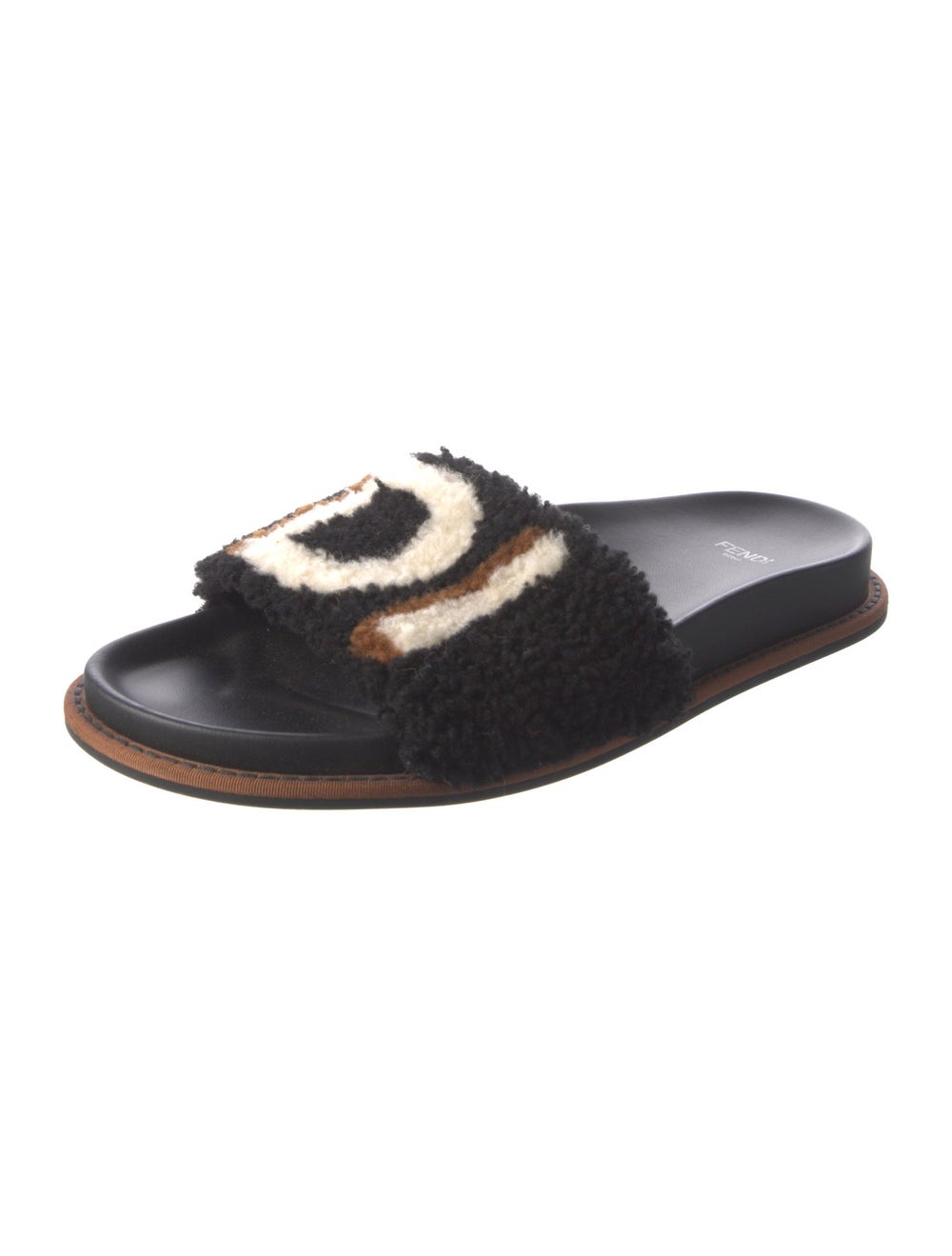 Fendi Shearling Patterned Slides - image 2