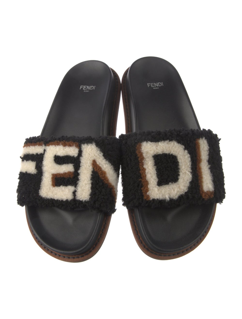 Fendi Shearling Patterned Slides - image 3