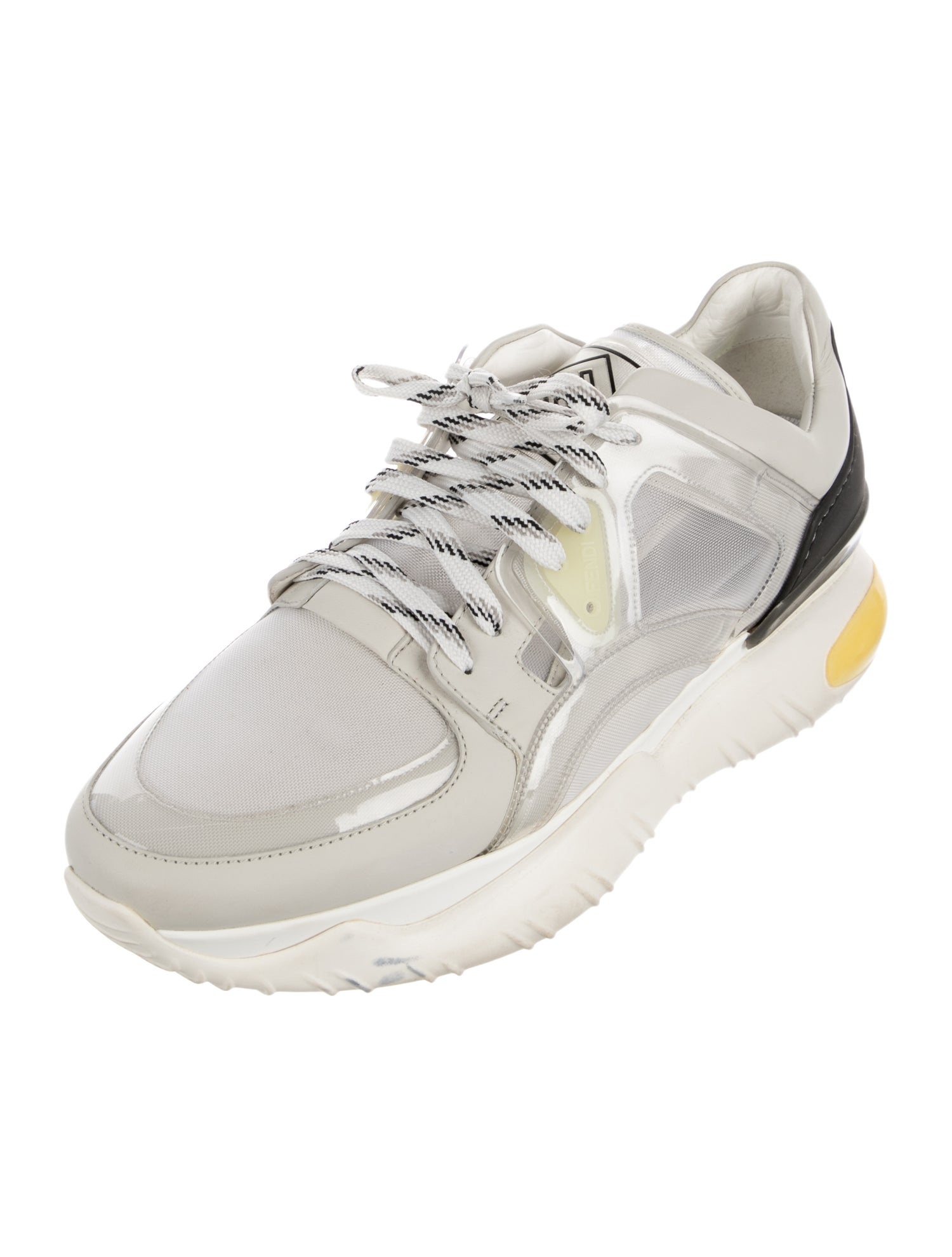 Fendi Leather Colorblock Pattern Sneakers