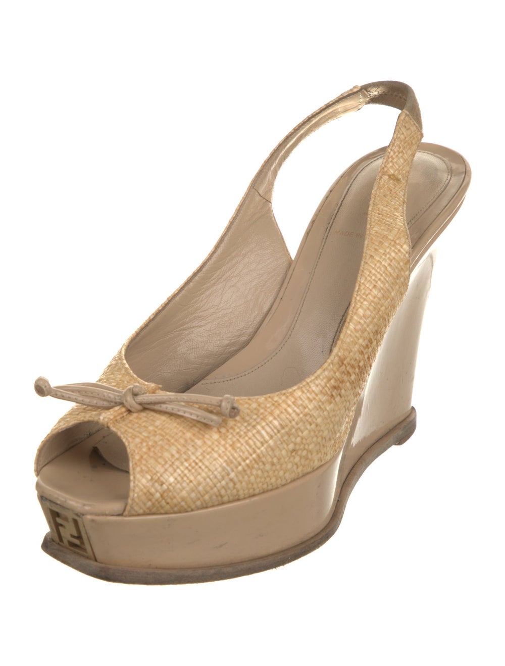 Fendi Straw Colorblock Pattern Slingback Pumps - image 2