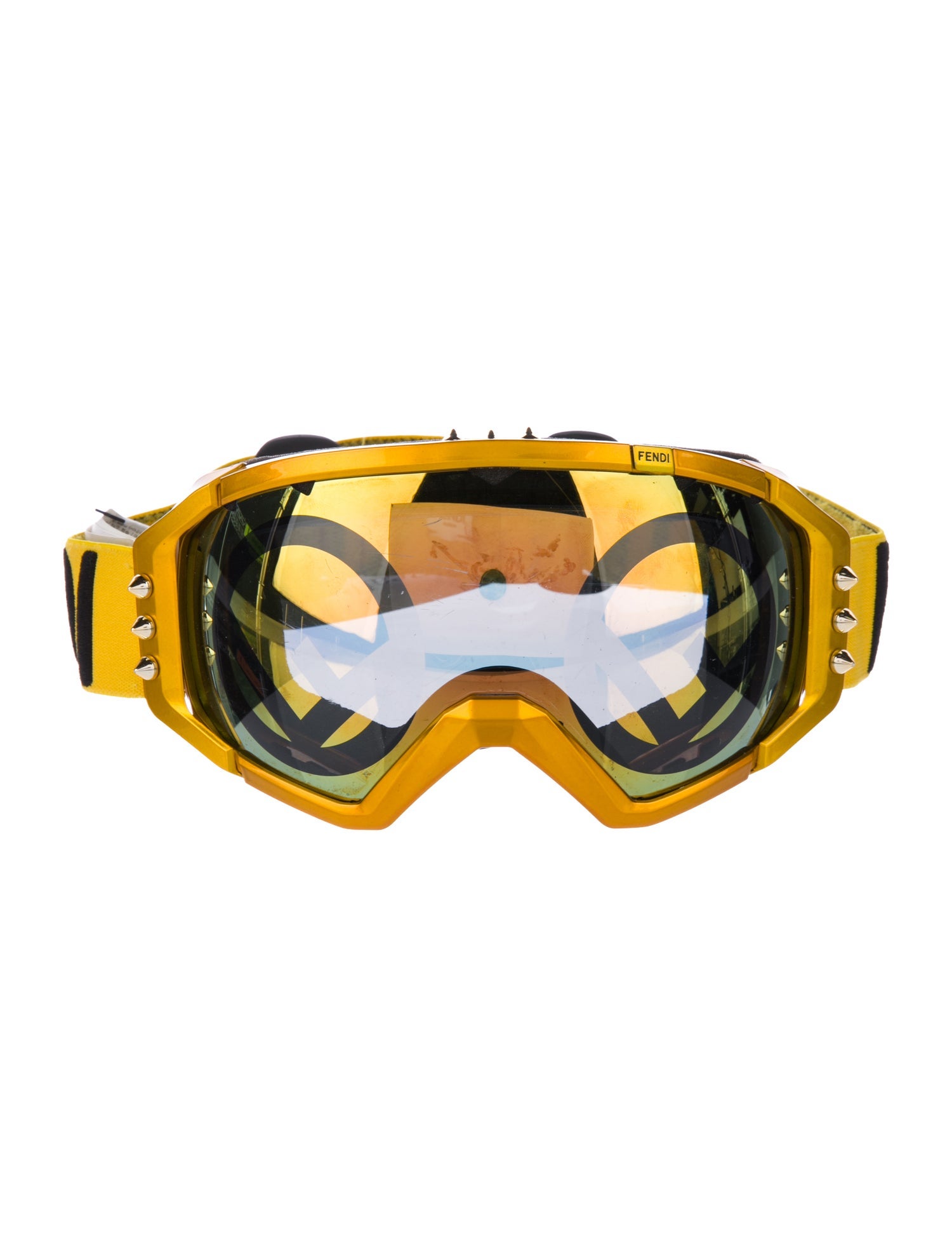 Fendi Mirrored Lens Pattern Print Snow Goggles