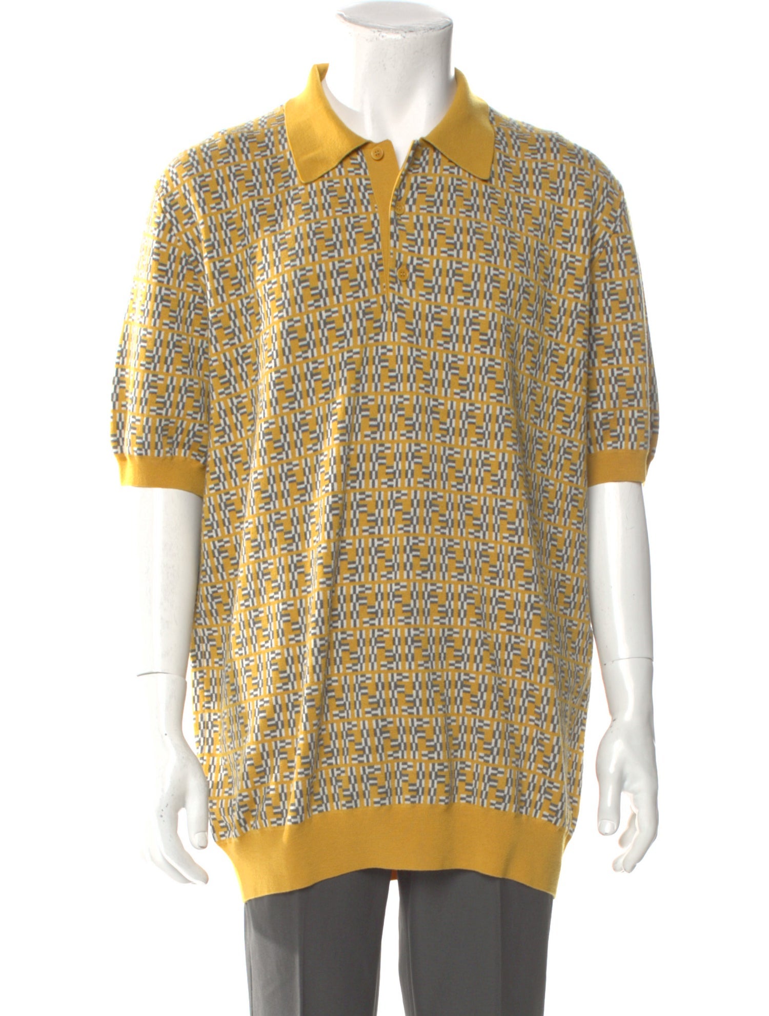 Fendi Wool Printed Polo Shirt