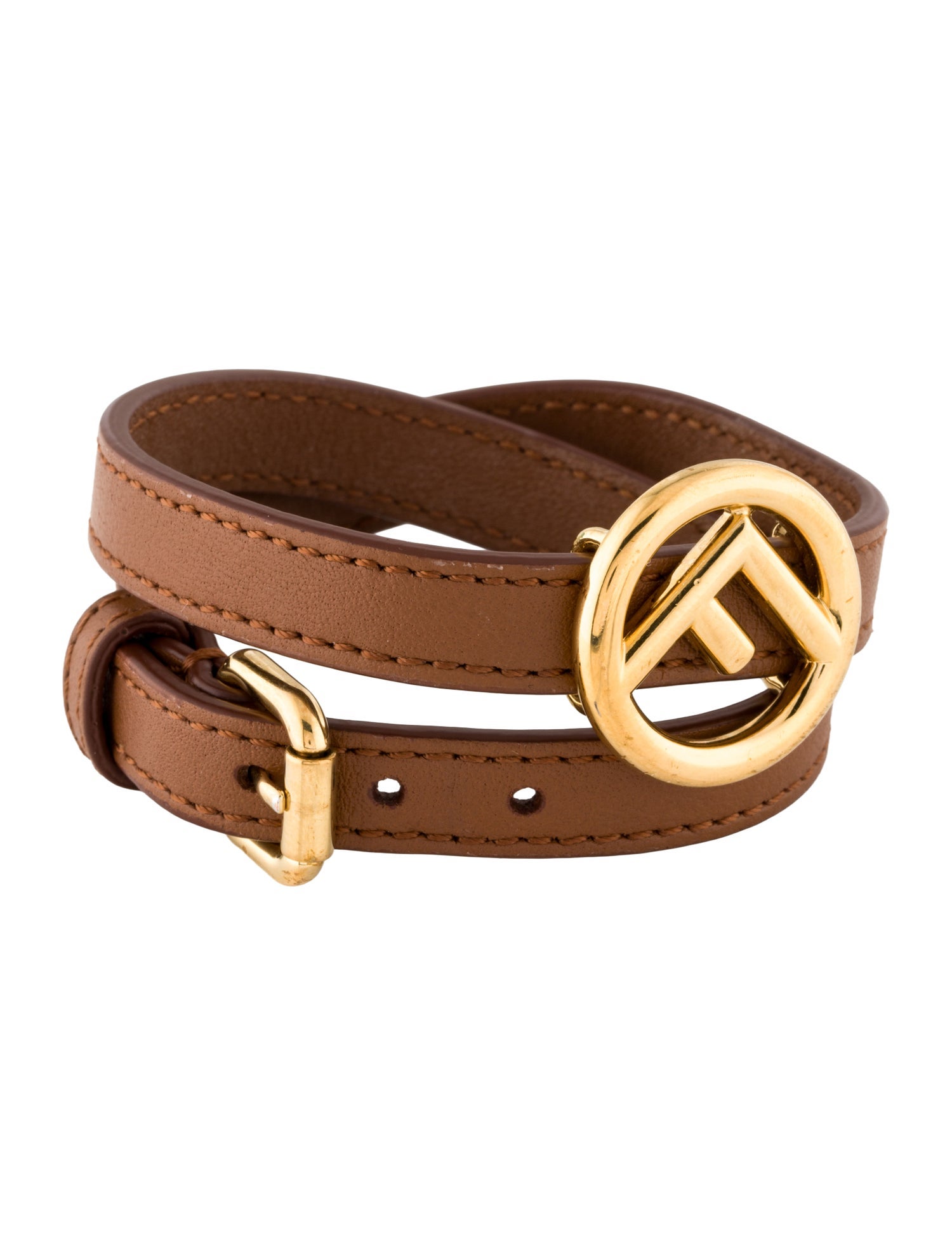 Fendi Leather F Is Fendi Double Wrap Bracelet