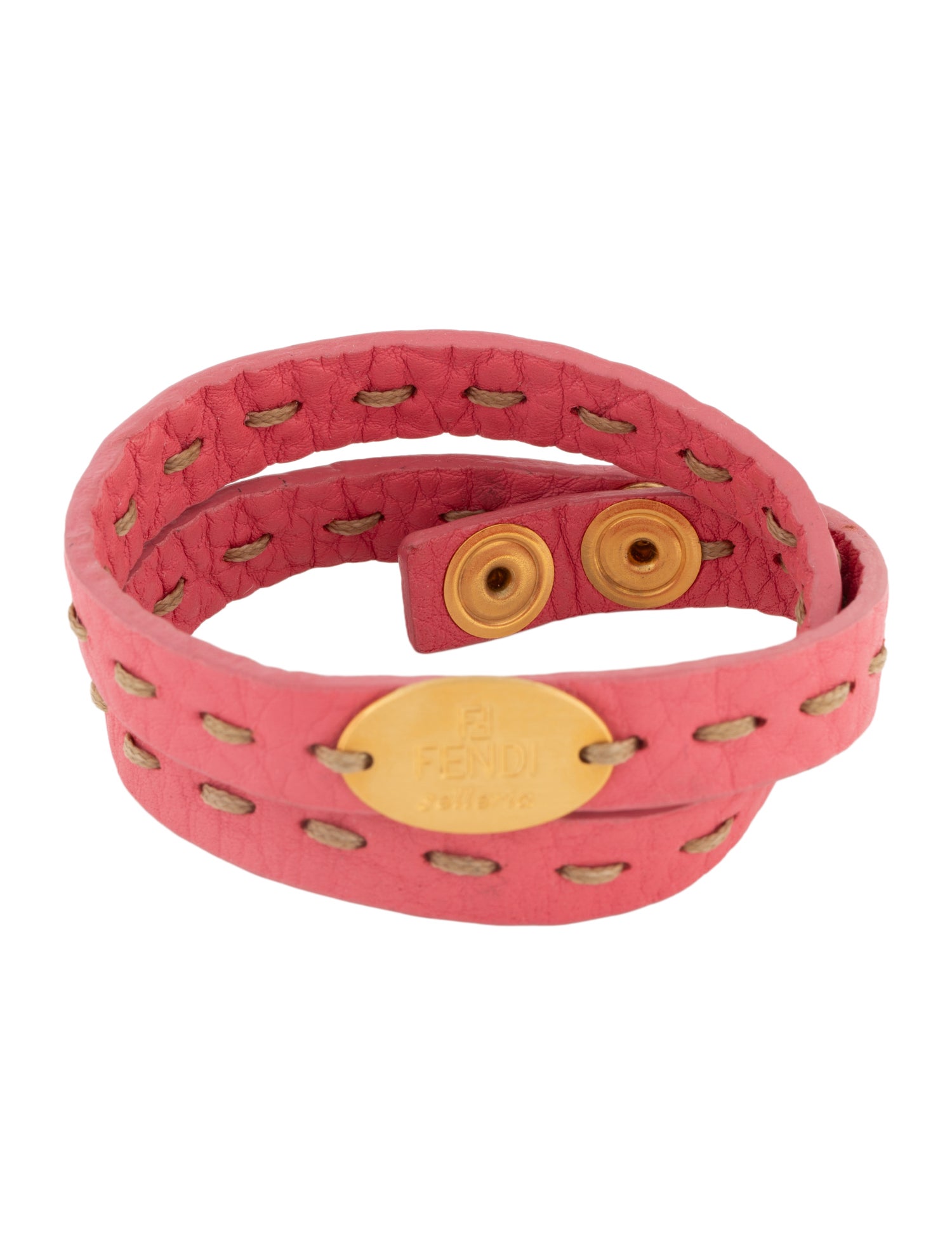 Fendi Leather Selleria Wrap Bracelet