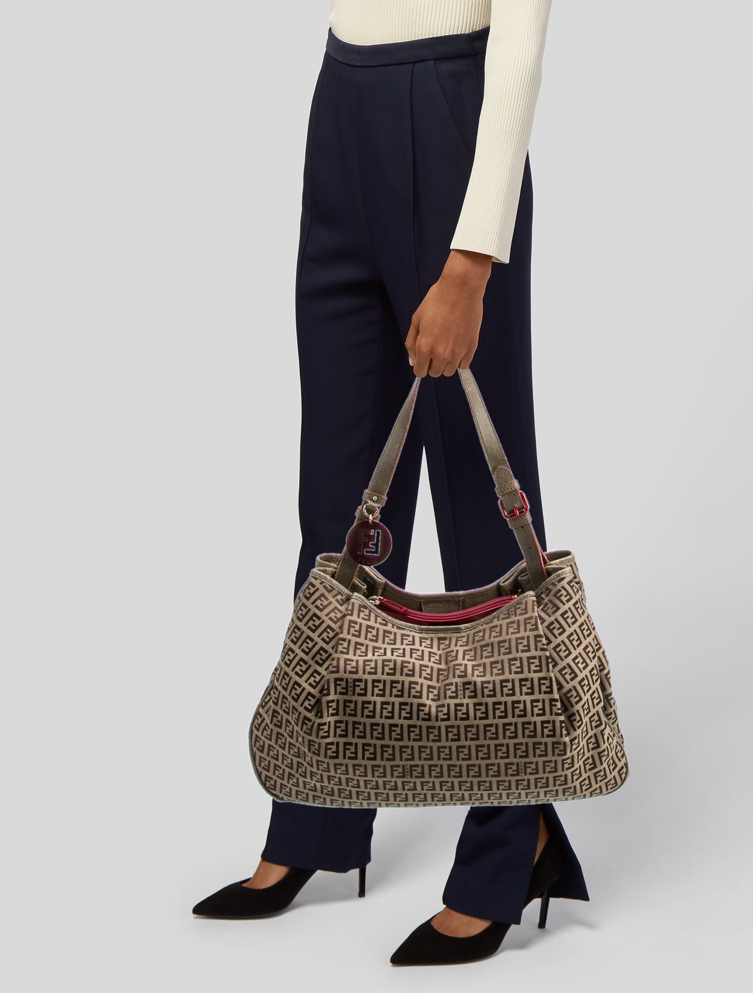 Fendi Zucchino FF Mama - Brown Shoulder Bags, Handbags - FEN424633