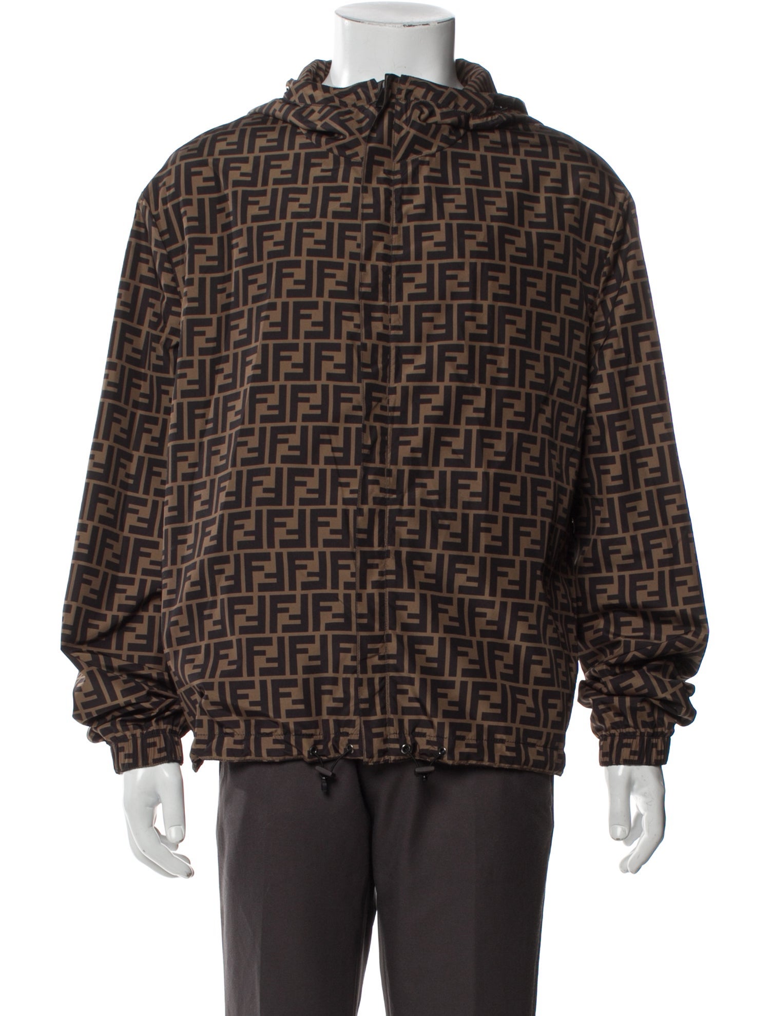 Fendi Zucca FF Logo Plaid Print Windbreaker