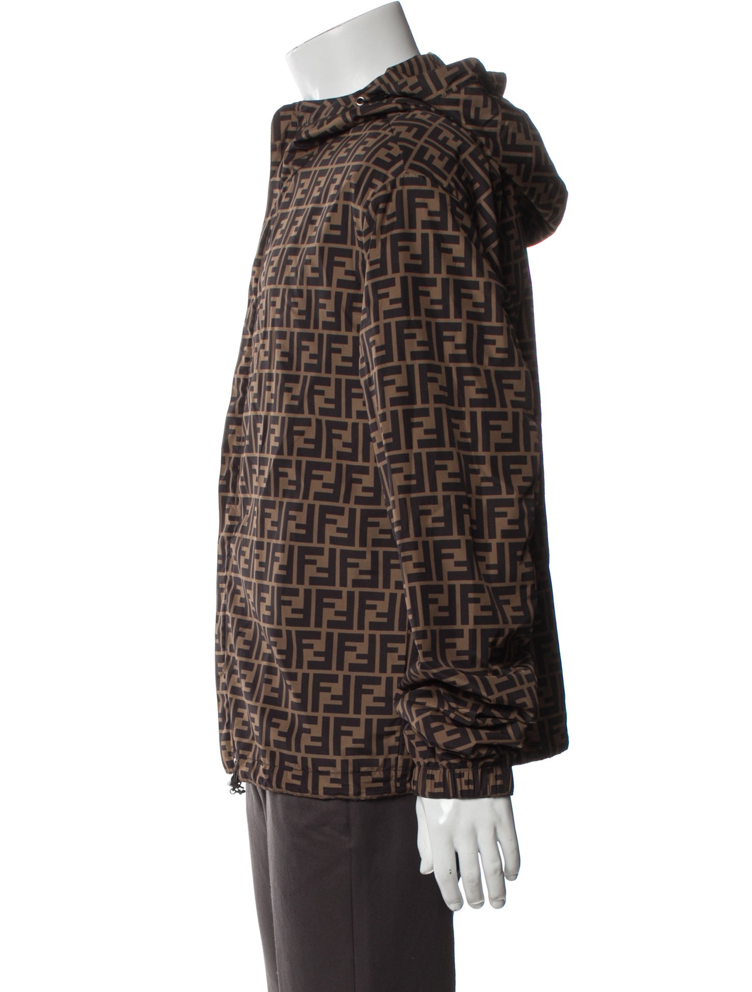 Fendi Zucca FF Logo Plaid Print Windbreaker