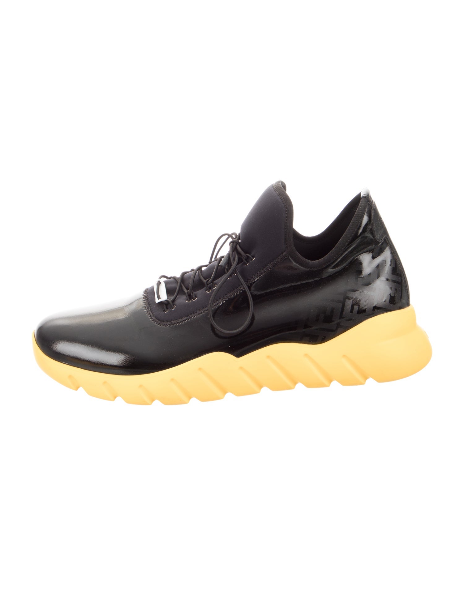 Fendi Zucca FF Logo Patent Leather Sneakers
