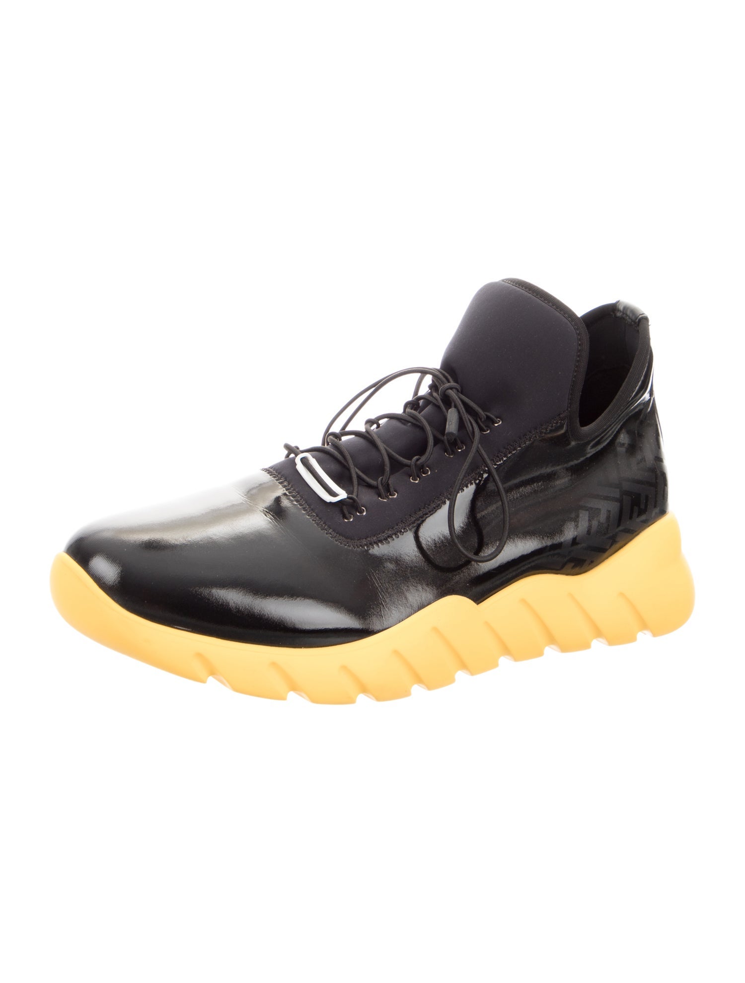Fendi Zucca FF Logo Patent Leather Sneakers