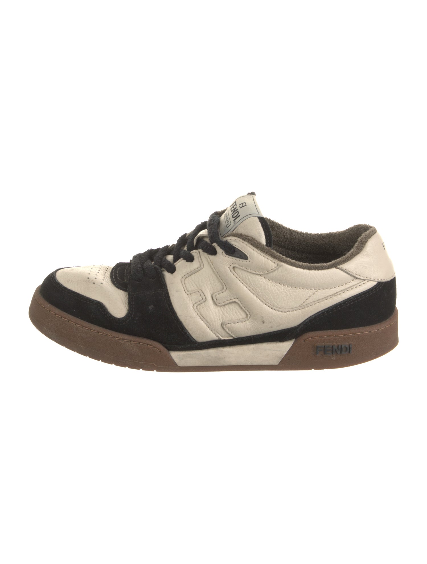 Fendi Leather Colorblock Pattern Sneakers