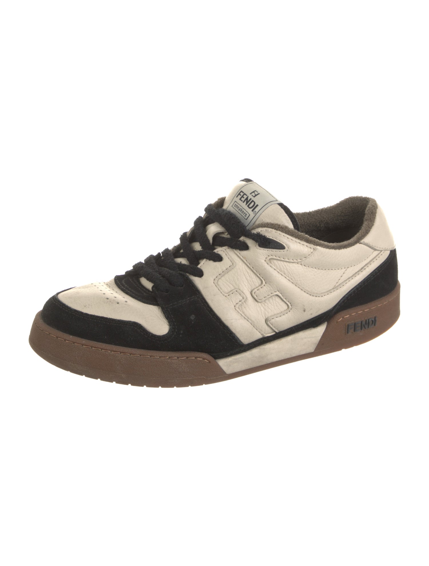 Fendi Leather Colorblock Pattern Sneakers