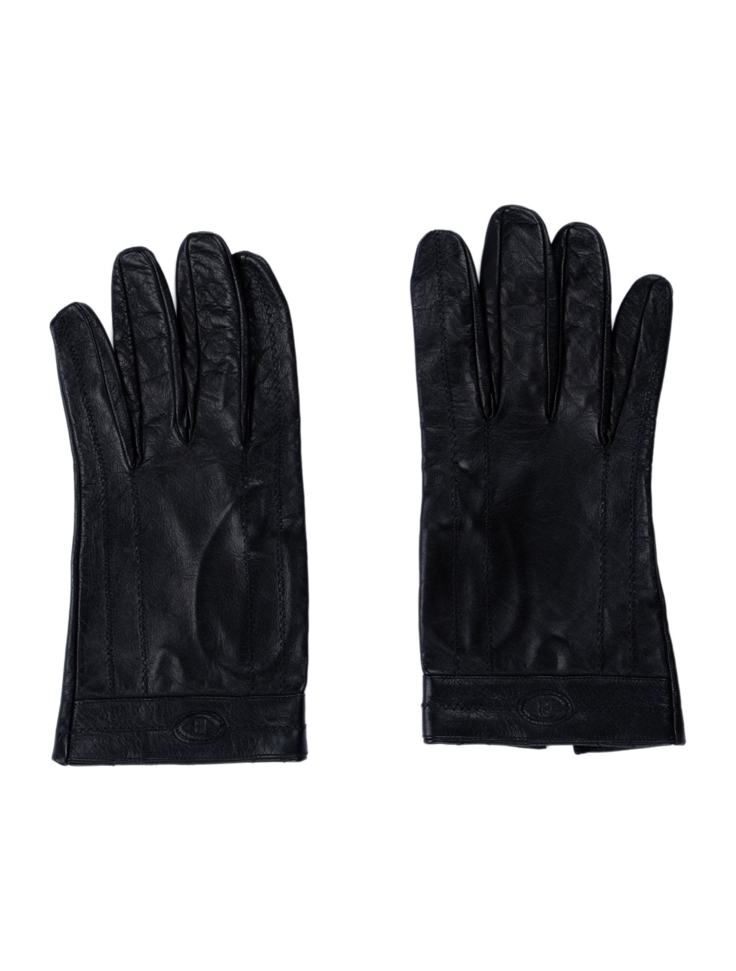 Fendi Vintage FF Logo Leather Gloves