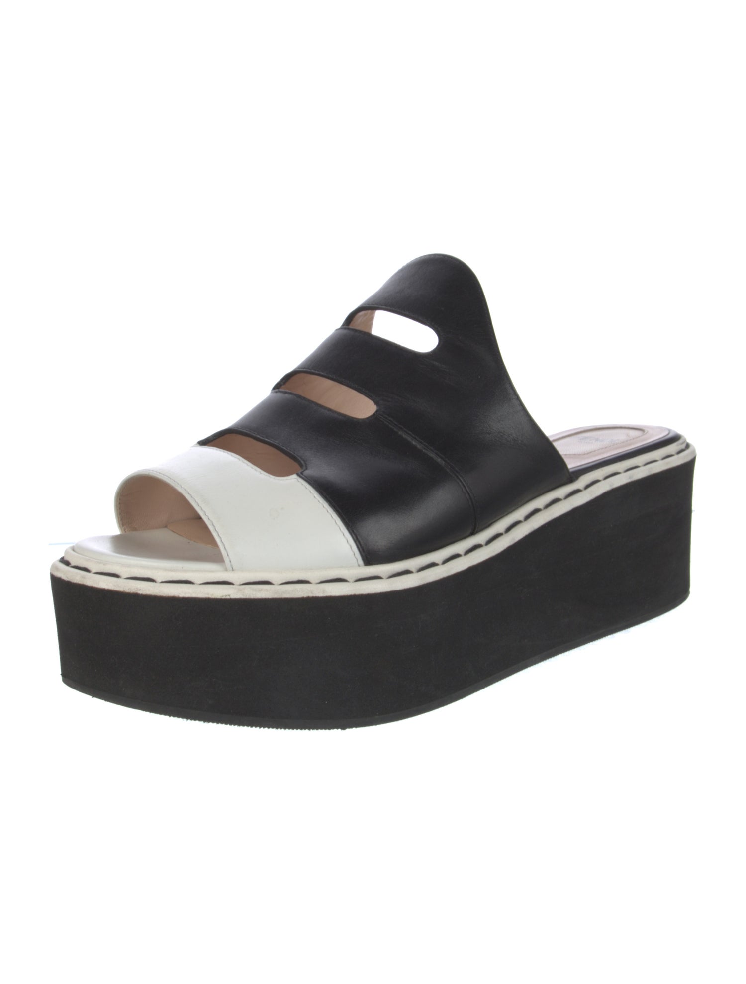 Fendi Leather Cutout Accent Slides