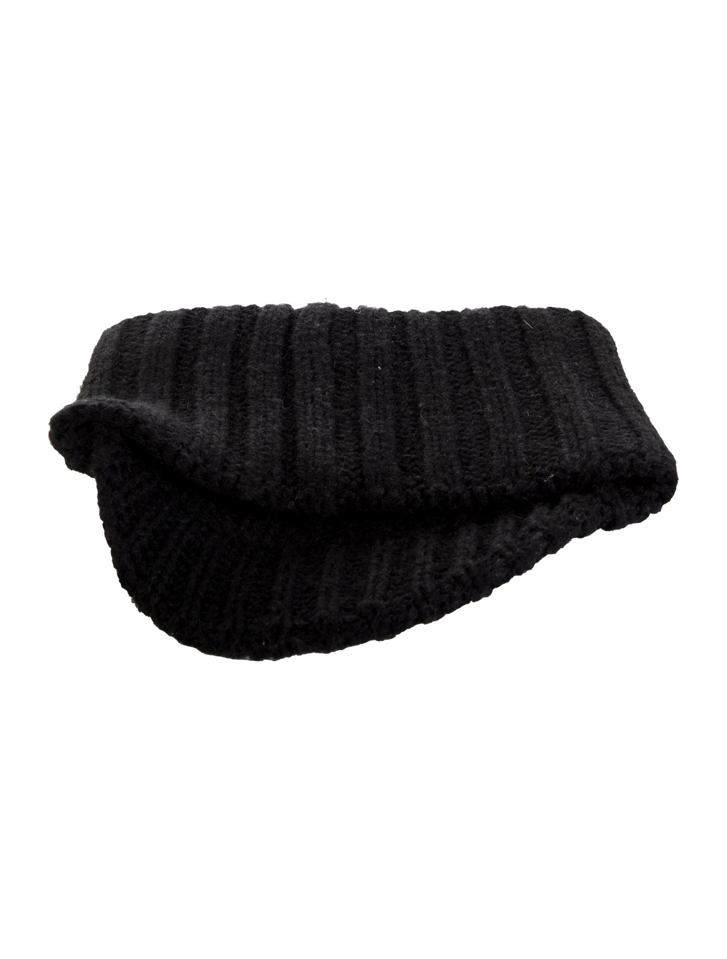 Fendi Knitted Embroidered Logo Headband Hat - Black Hats