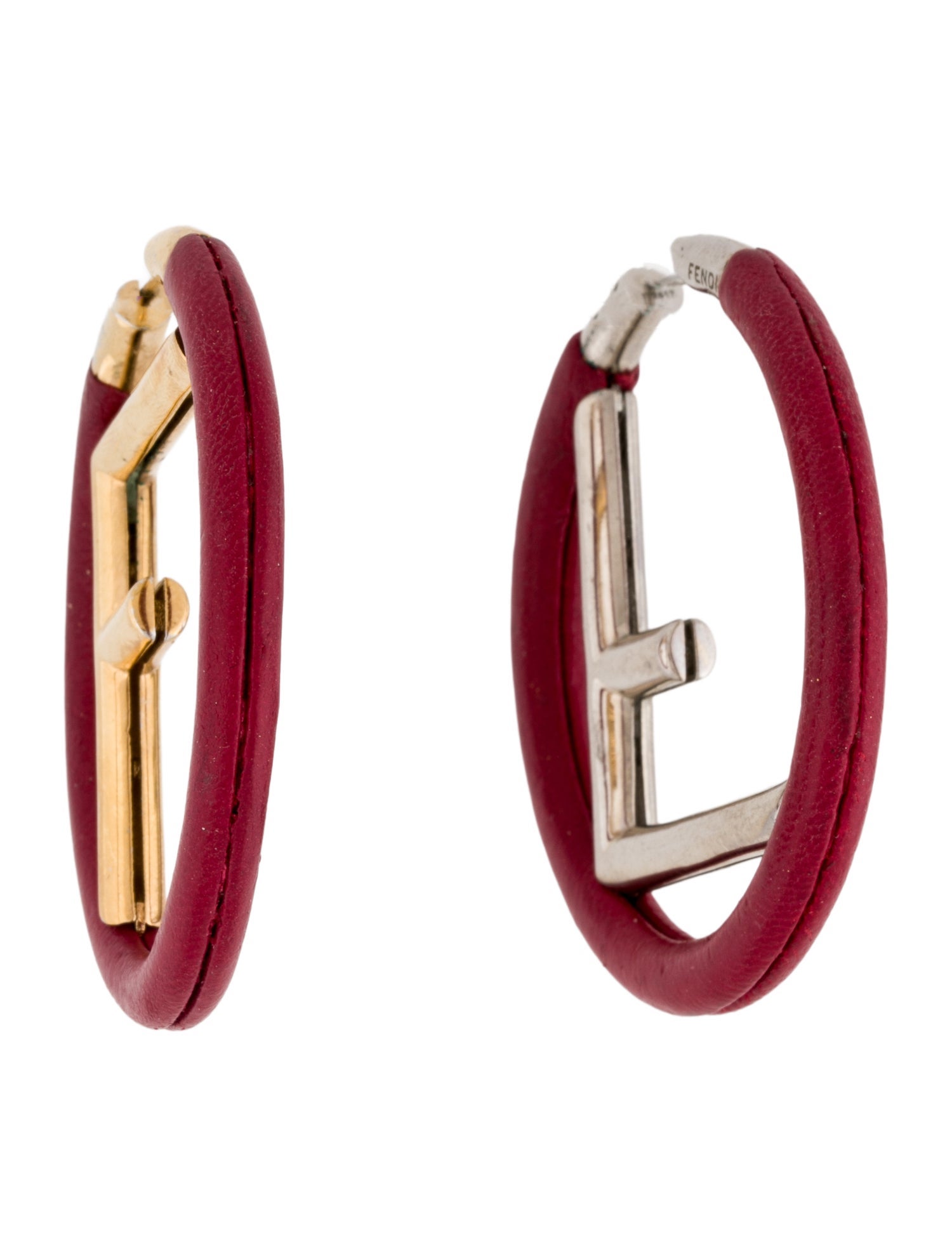 Fendi Two-Tone 'F' Logo Hoop Earrings