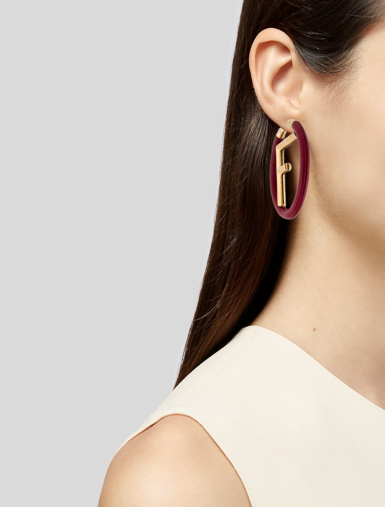 Fendi Two-Tone 'F' Logo Hoop Earrings