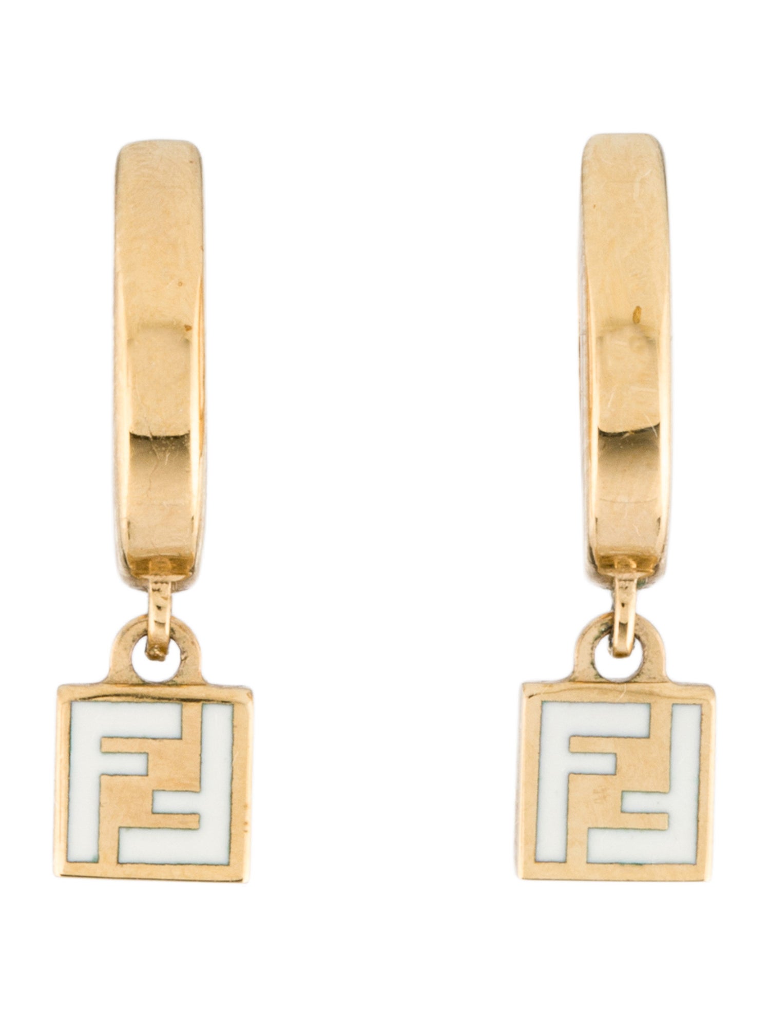 Fendi Enamel Logo Huggie Earrings