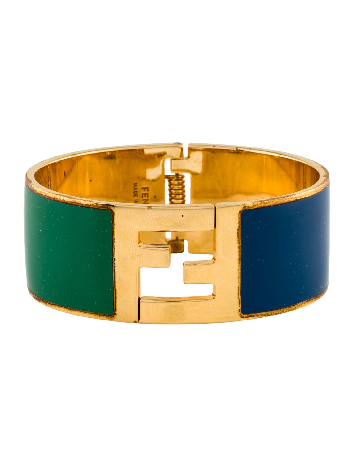 Fendi Enamel Fendista Hinged Bangle Bracelet