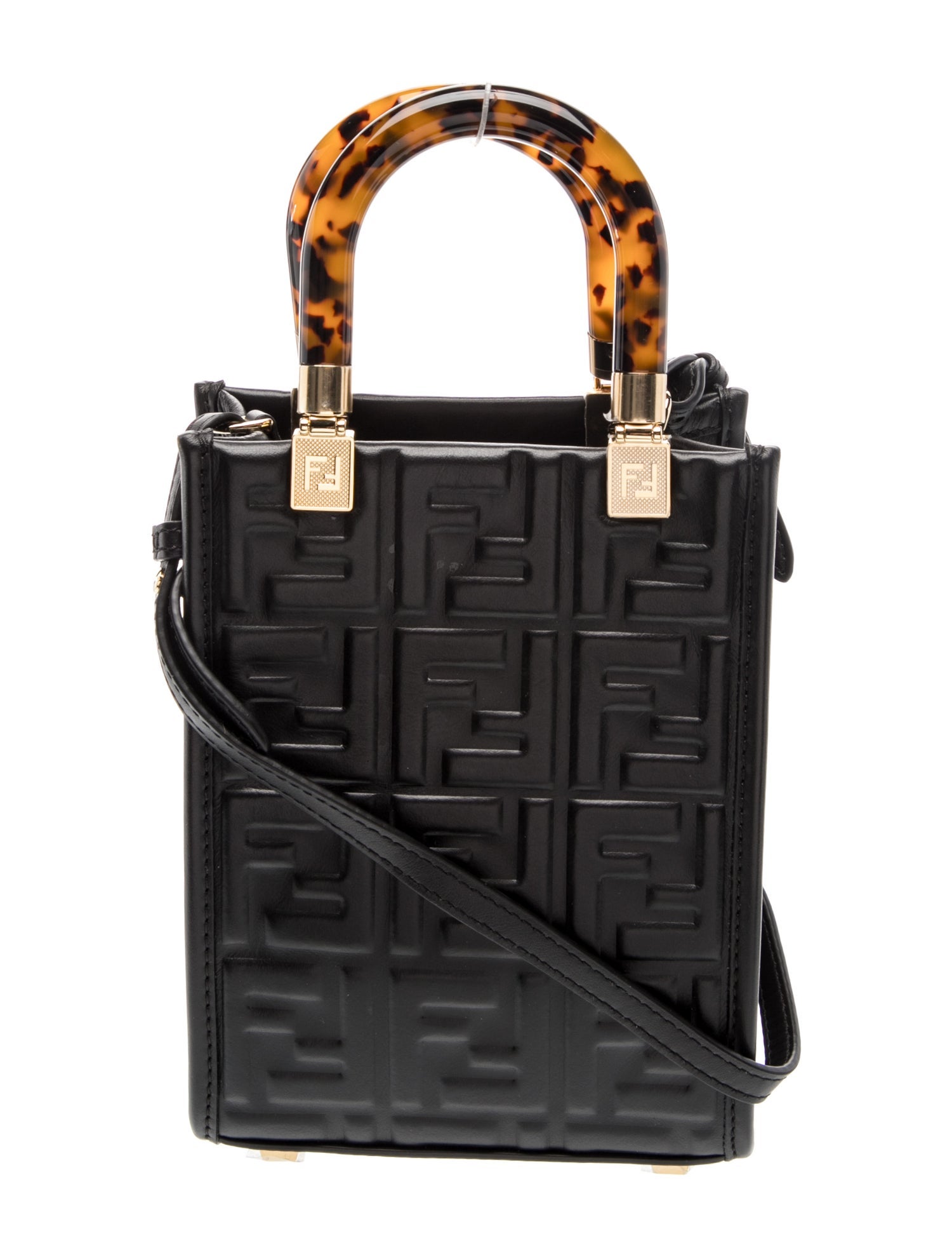 Fendi Embossed Leather Top Handle Bag