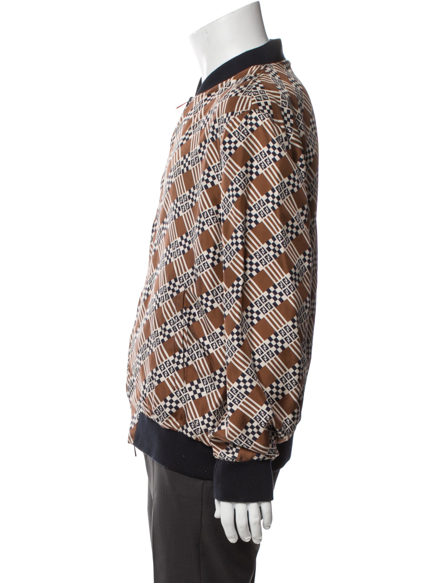 Fendi Zucca FF Logo Silk Bomber Jacket