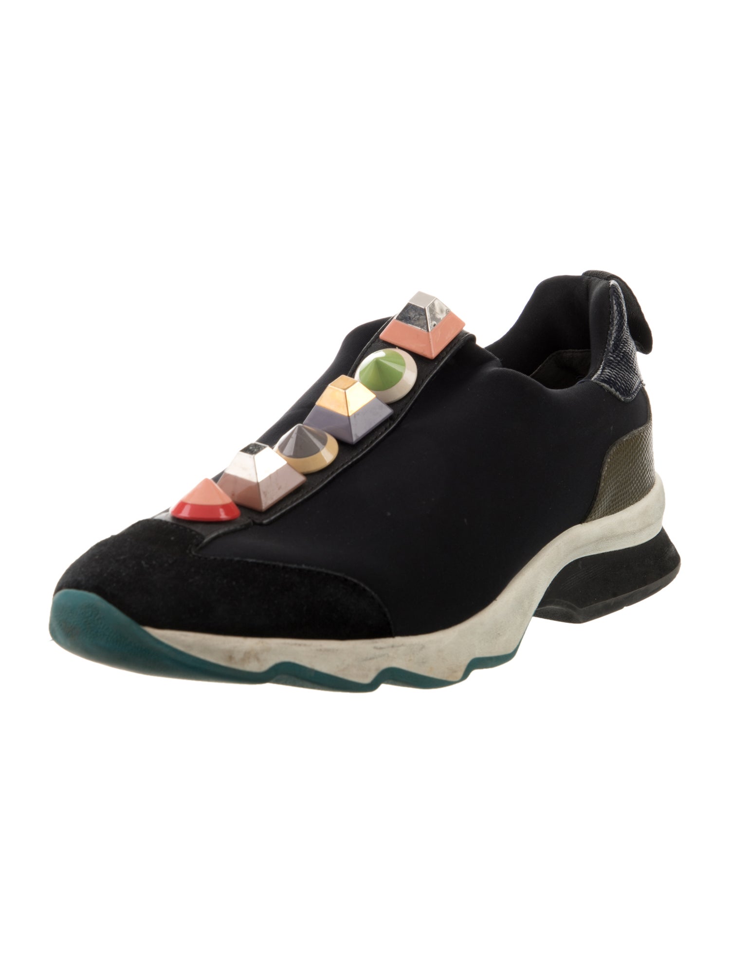 Fendi Neoprene Colorblock Pattern Sneakers