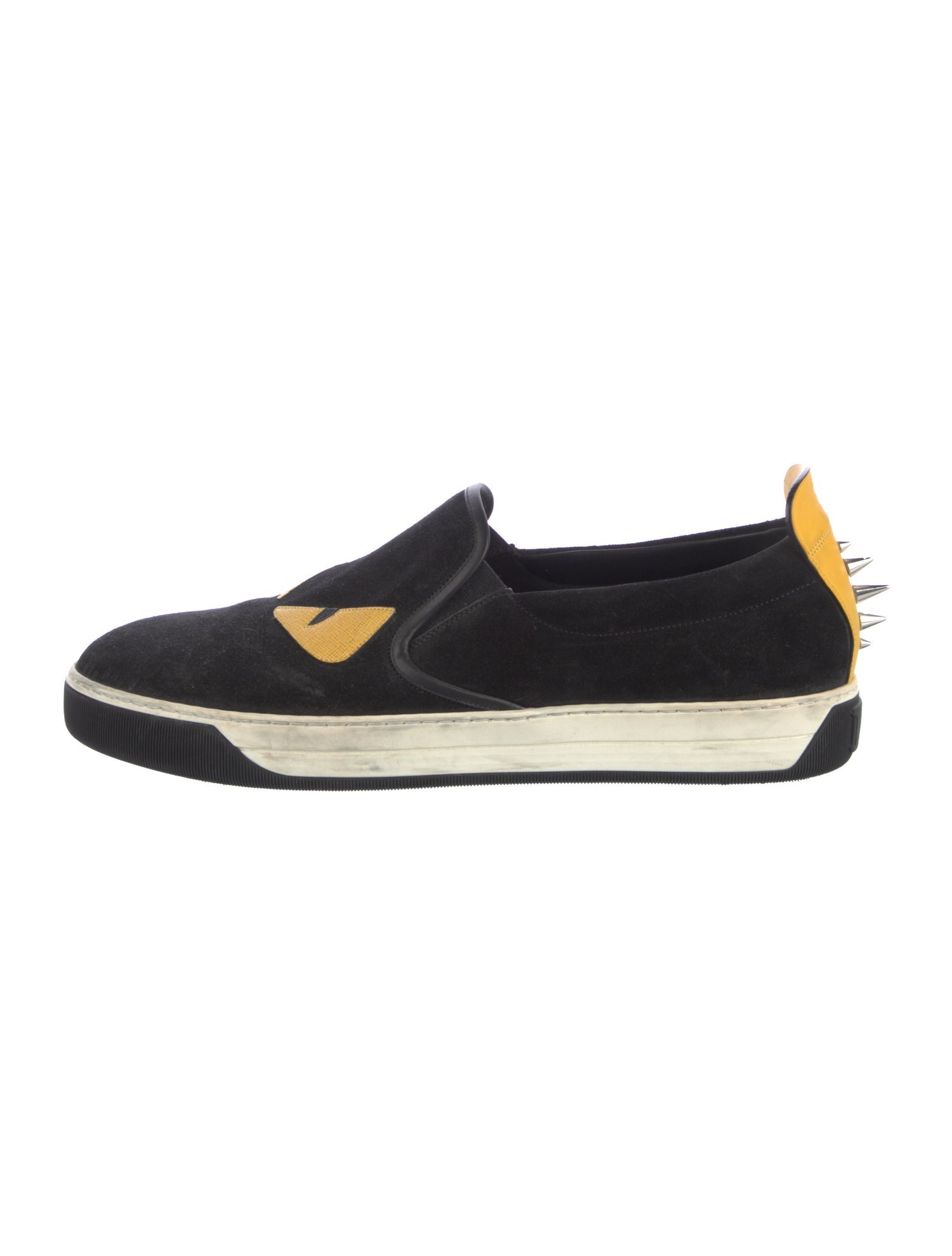 Fendi Monsters Motif Suede Sneakers