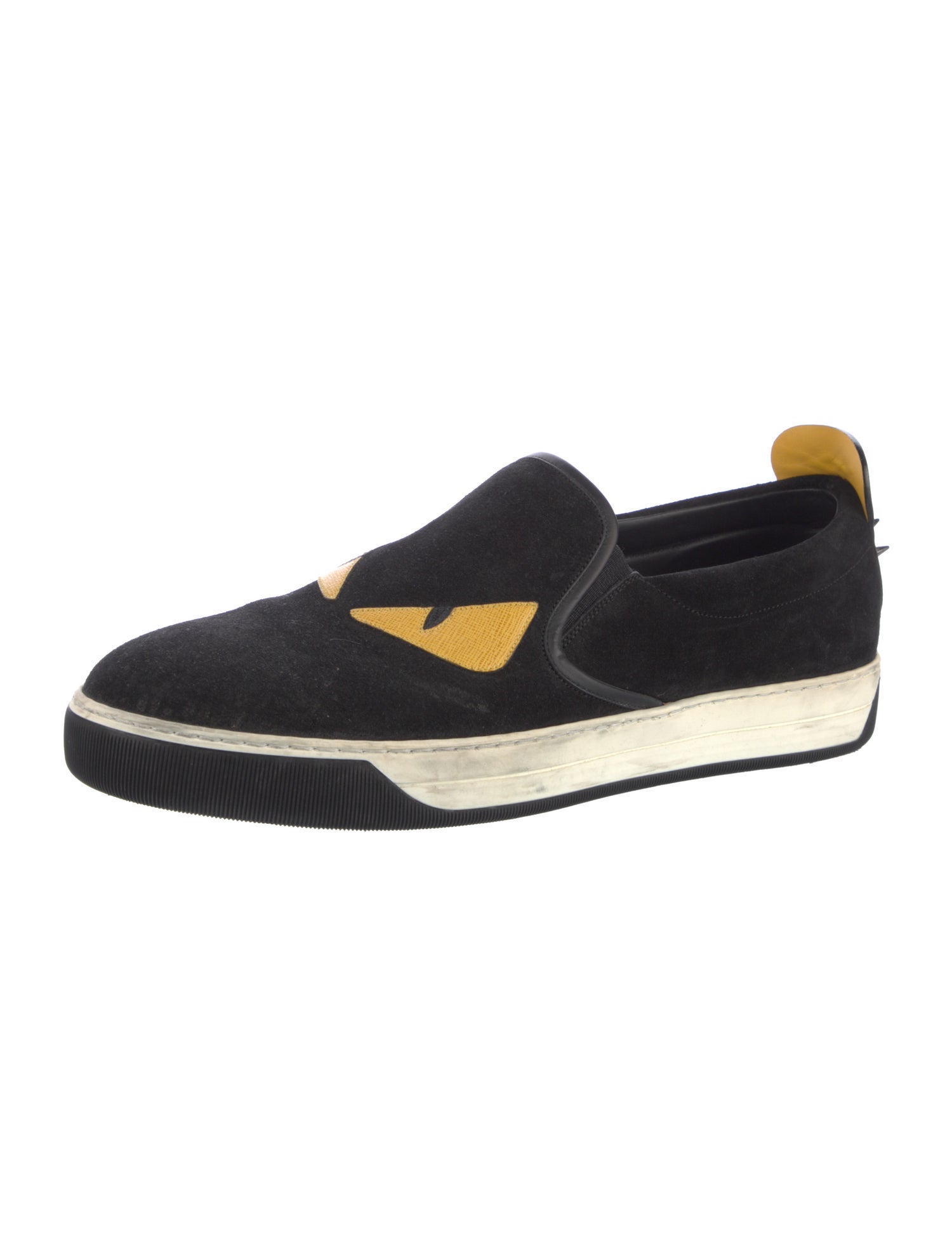 Fendi Monsters Motif Suede Sneakers