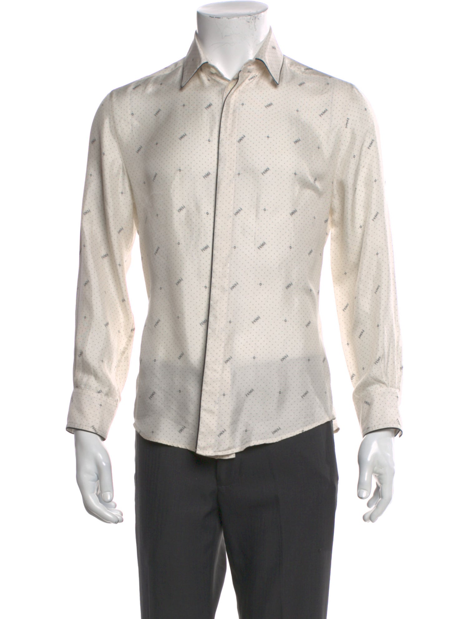 Fendi Silk Polka Dot Print Shirt