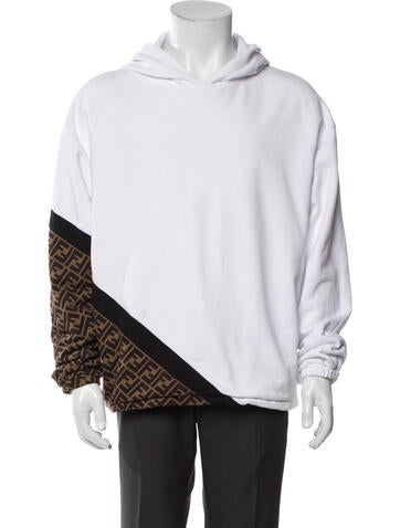 Pre-owned Fendi Zucca Ff Logo Printed Windbreaker In White