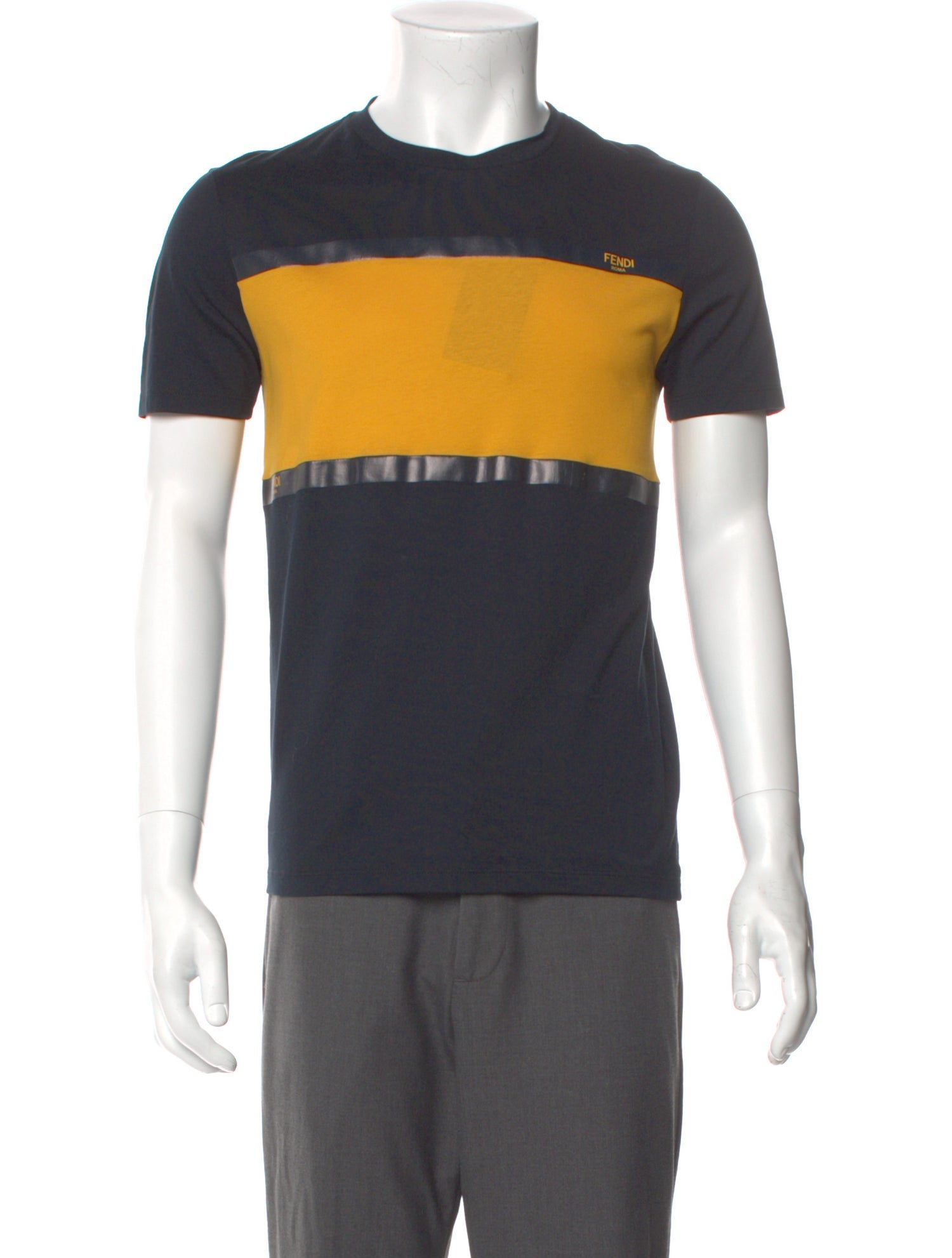 Fendi Colorblock Pattern Crew Neck T-Shirt