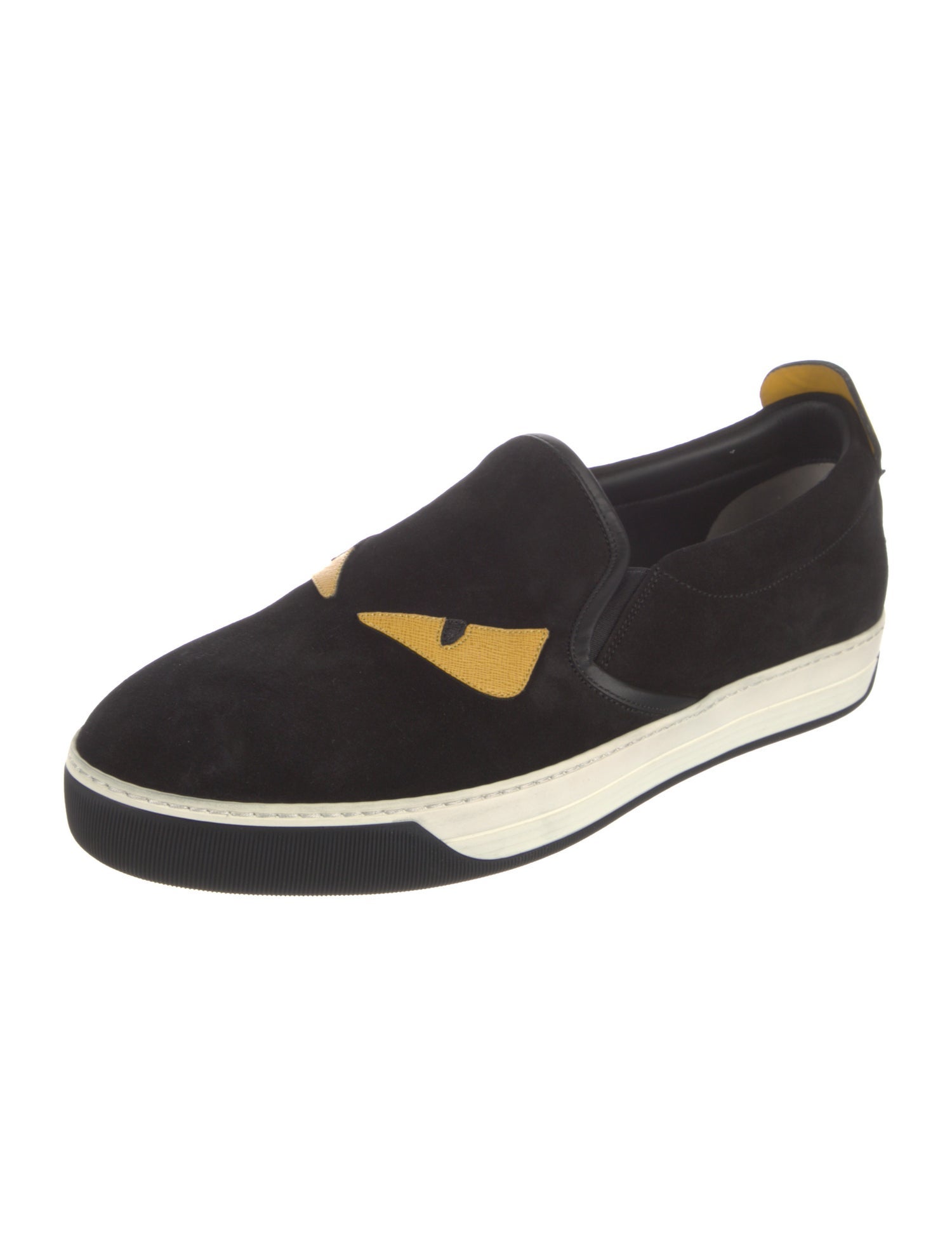 Fendi Monsters Motif Suede Boat Shoes