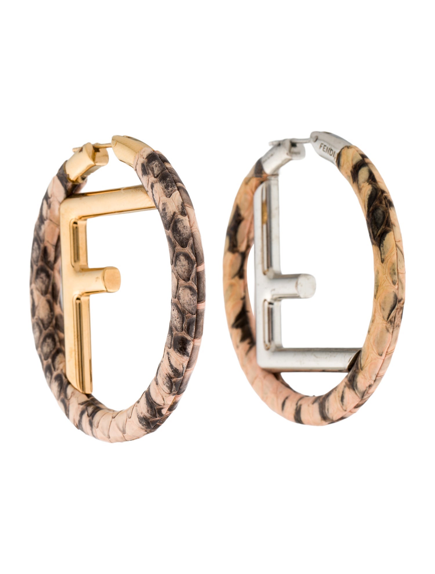 Fendi Snakeskin F Is Fendi Hoop Earrings