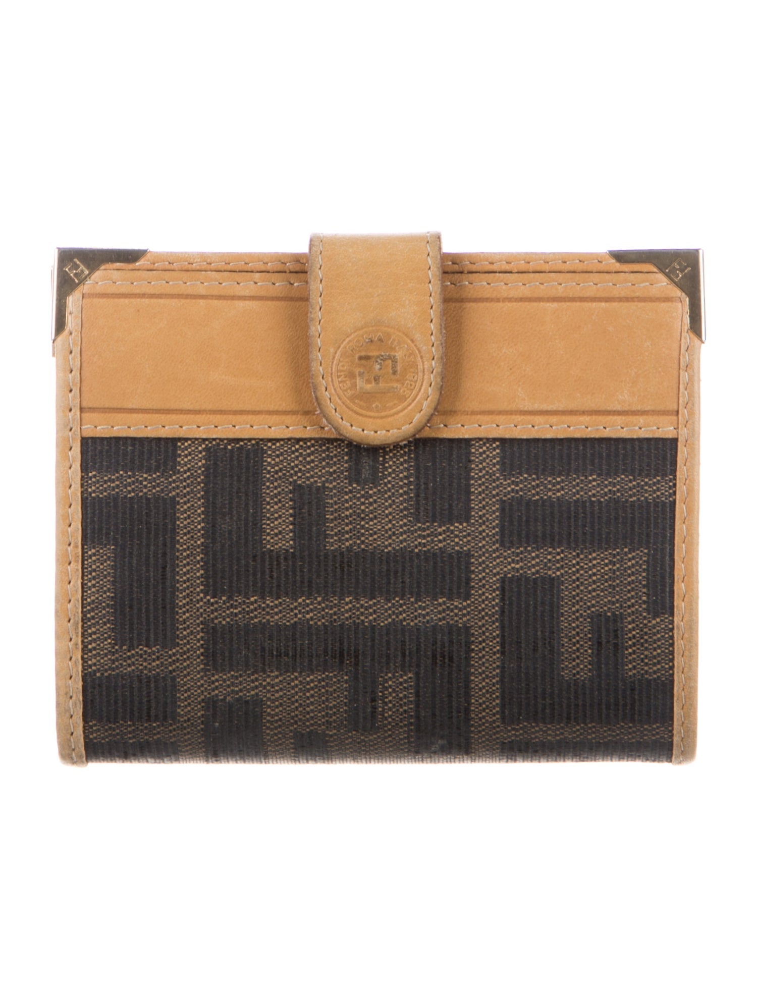 Fendi Zucca FF Logo Printed Compact Wallet