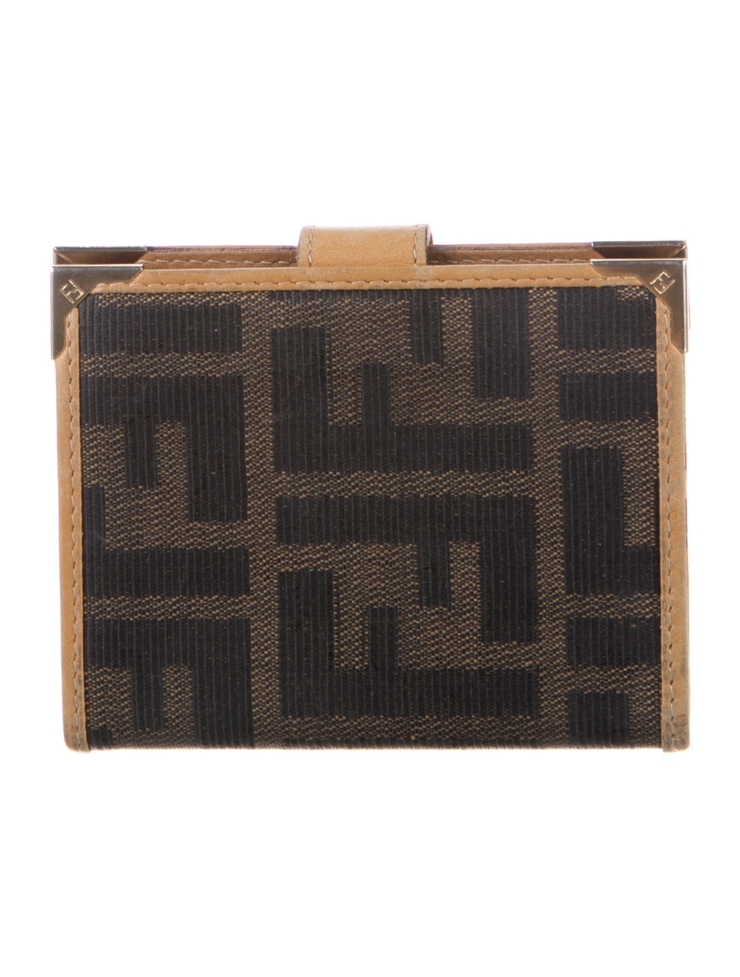 Fendi Zucca FF Logo Printed Compact Wallet