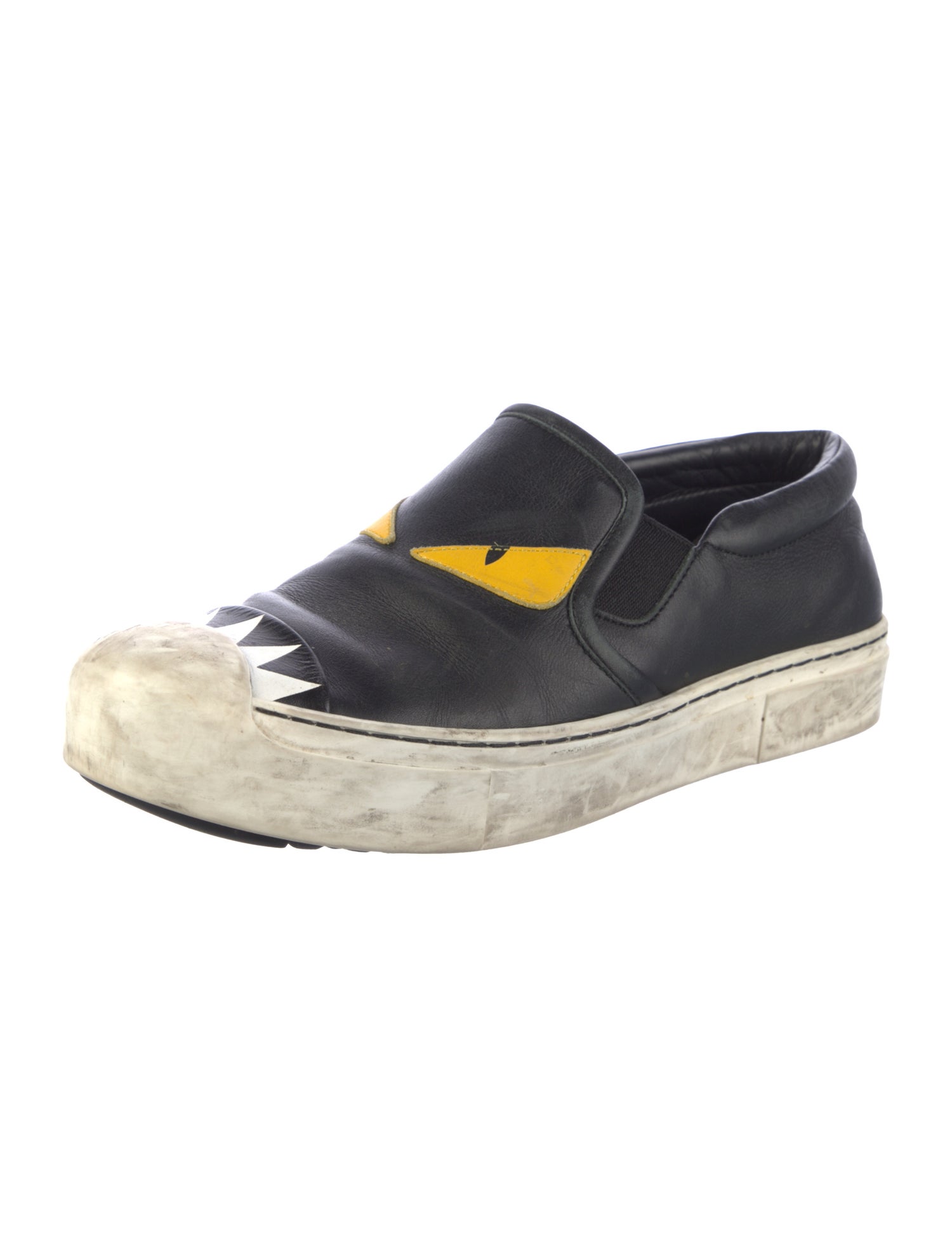 Fendi Monsters Motif Leather Sneakers